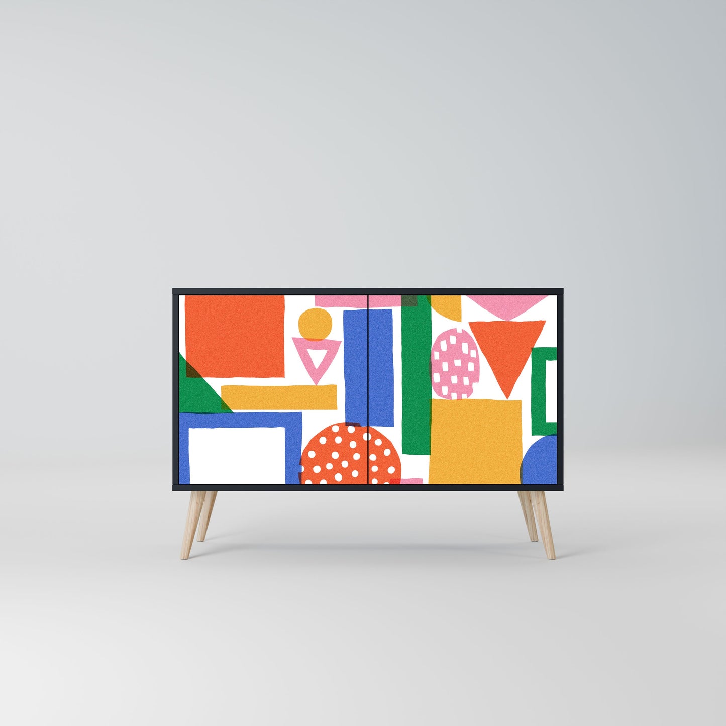 Credenza a 2 ante GEOMETRIC GLIMMER in finitura nera