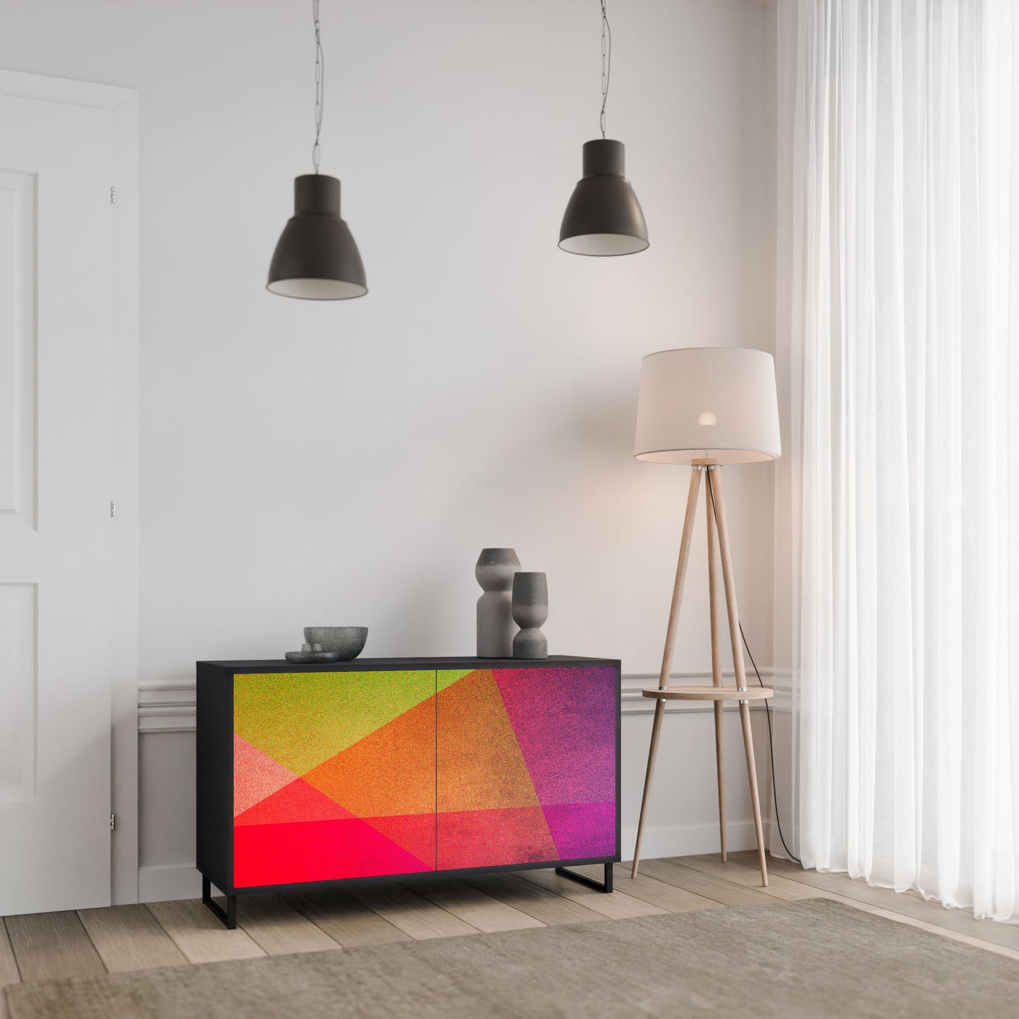 Credenza VIVID GEOMETRY a 2 ante in finitura nera