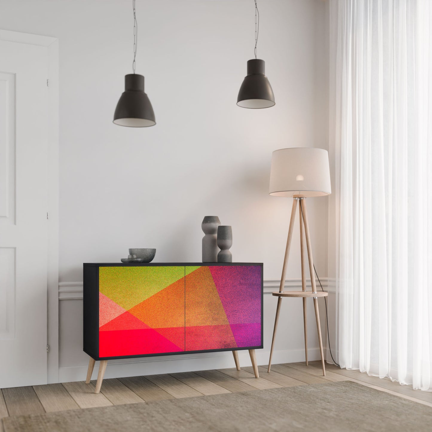 Credenza VIVID GEOMETRY a 2 ante in finitura nera
