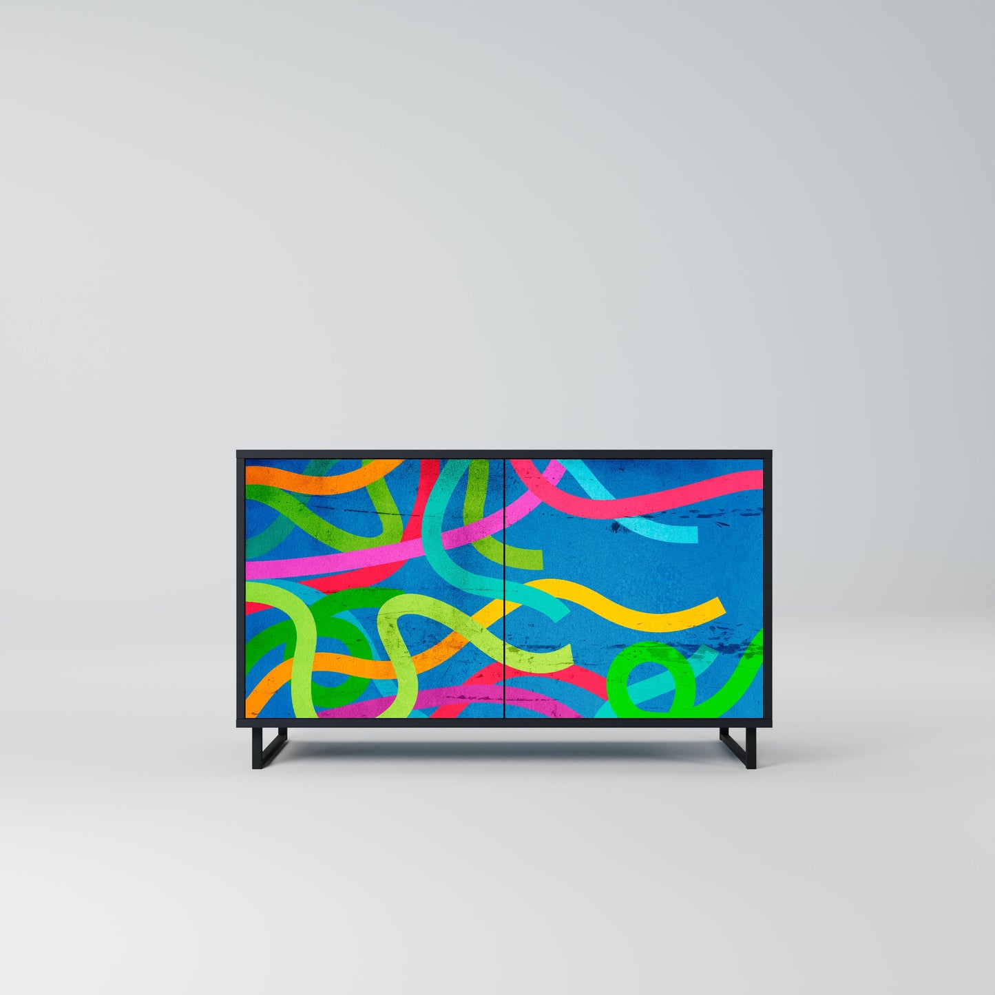 Credenza STREAMER TANGLE a 2 ante in finitura nera