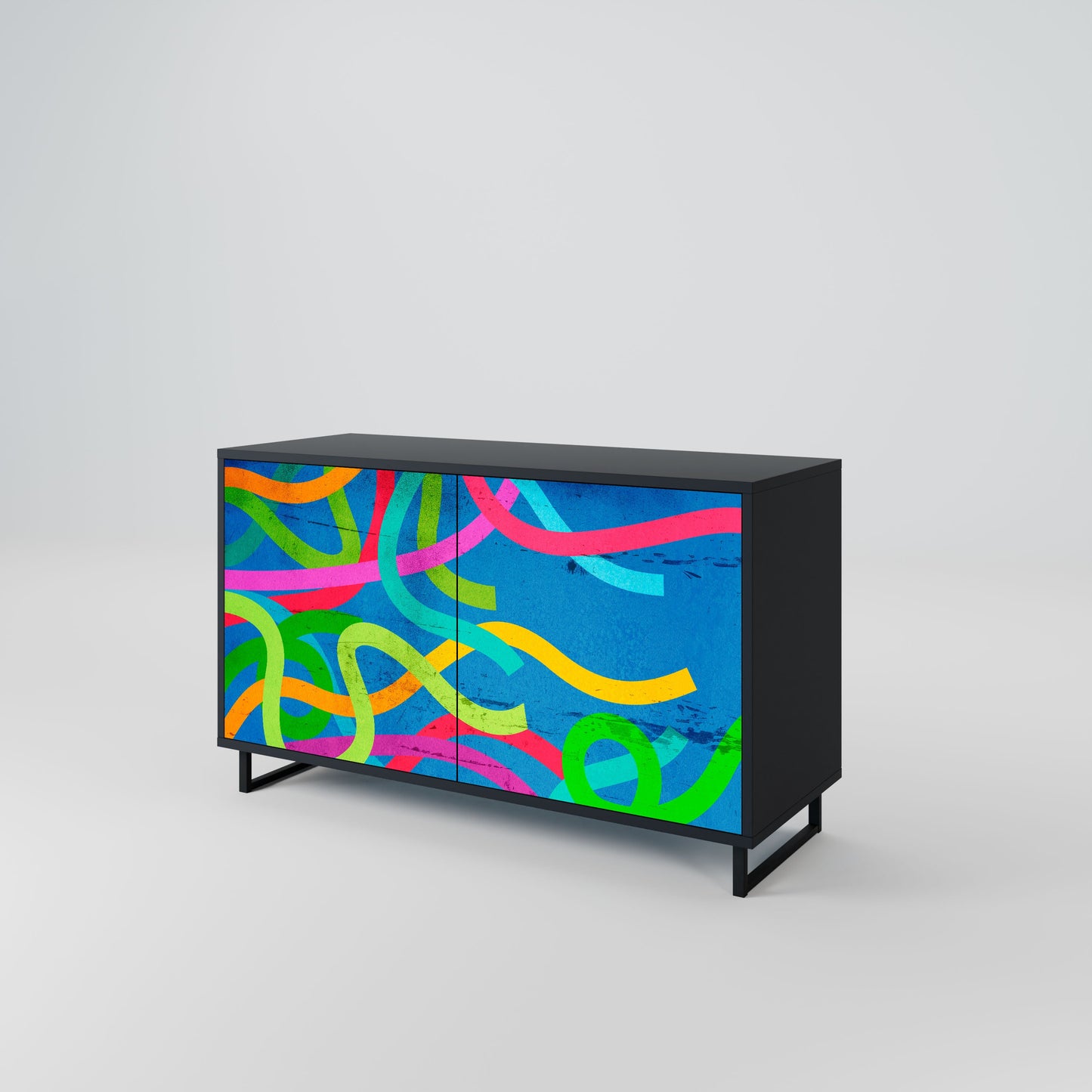 Credenza STREAMER TANGLE a 2 ante in finitura nera