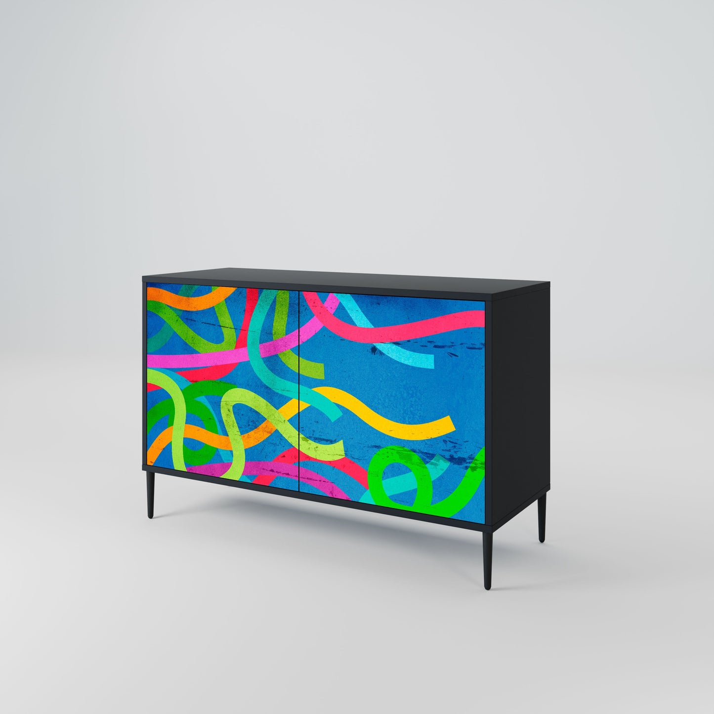 Credenza STREAMER TANGLE a 2 ante in finitura nera