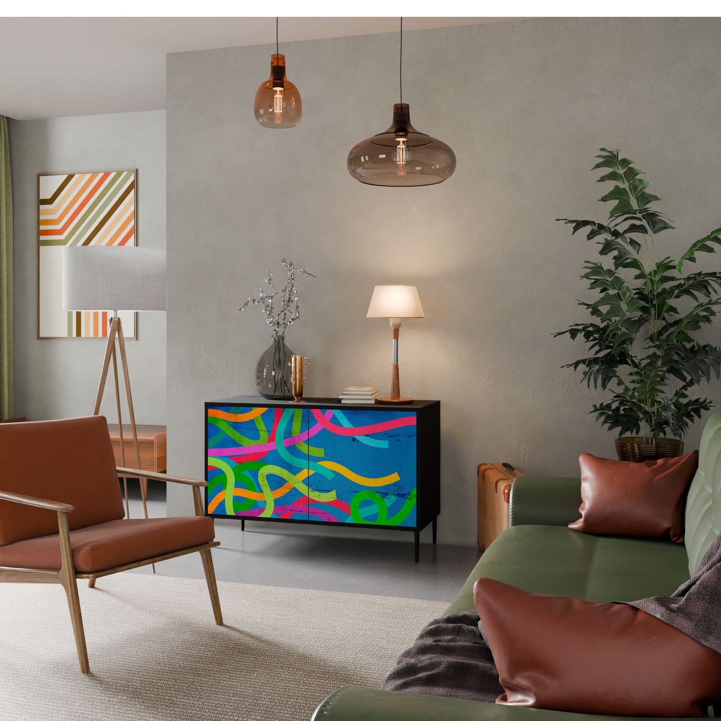 Credenza STREAMER TANGLE a 2 ante in finitura nera