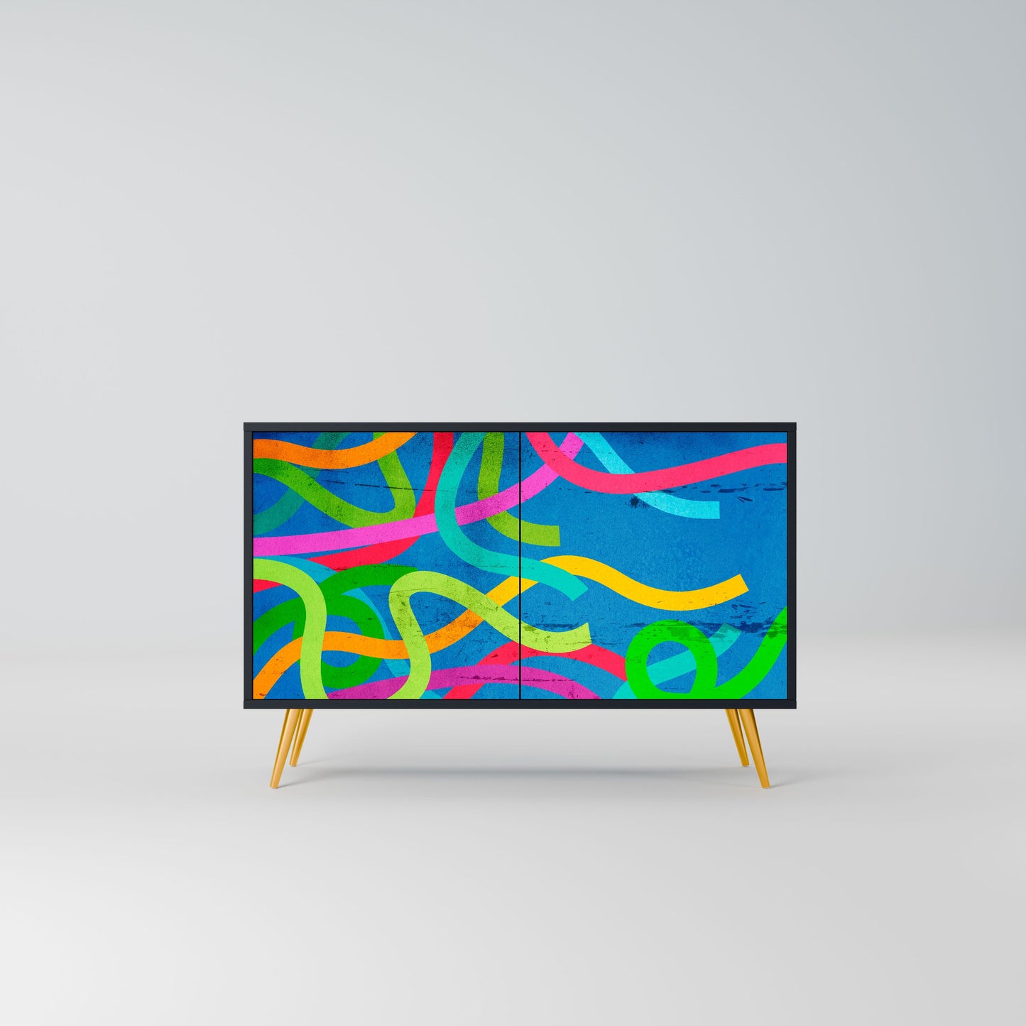 Credenza STREAMER TANGLE a 2 ante in finitura nera