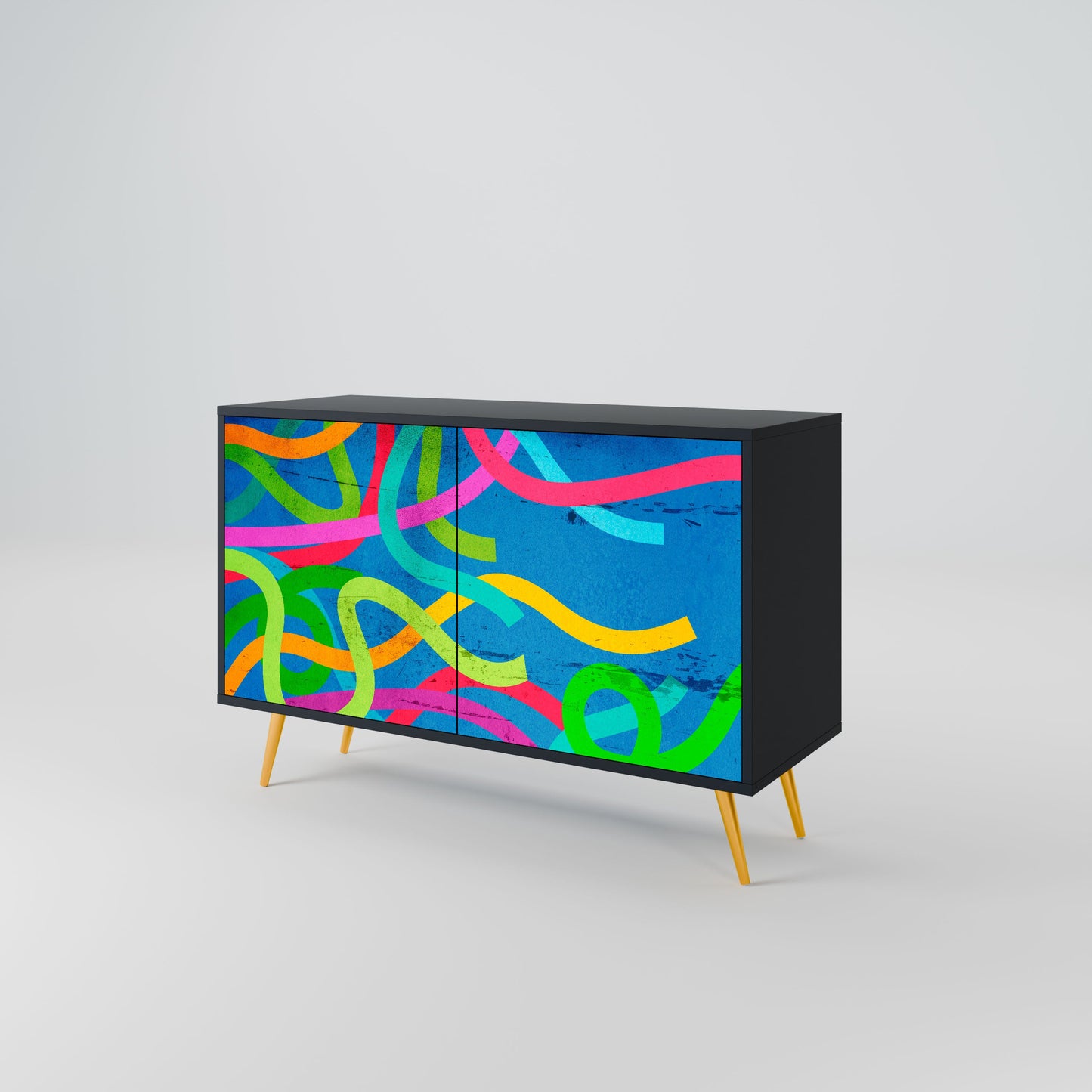 Credenza STREAMER TANGLE a 2 ante in finitura nera