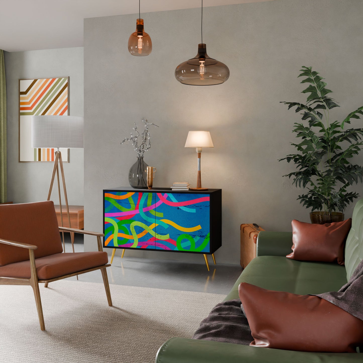 Credenza STREAMER TANGLE a 2 ante in finitura nera