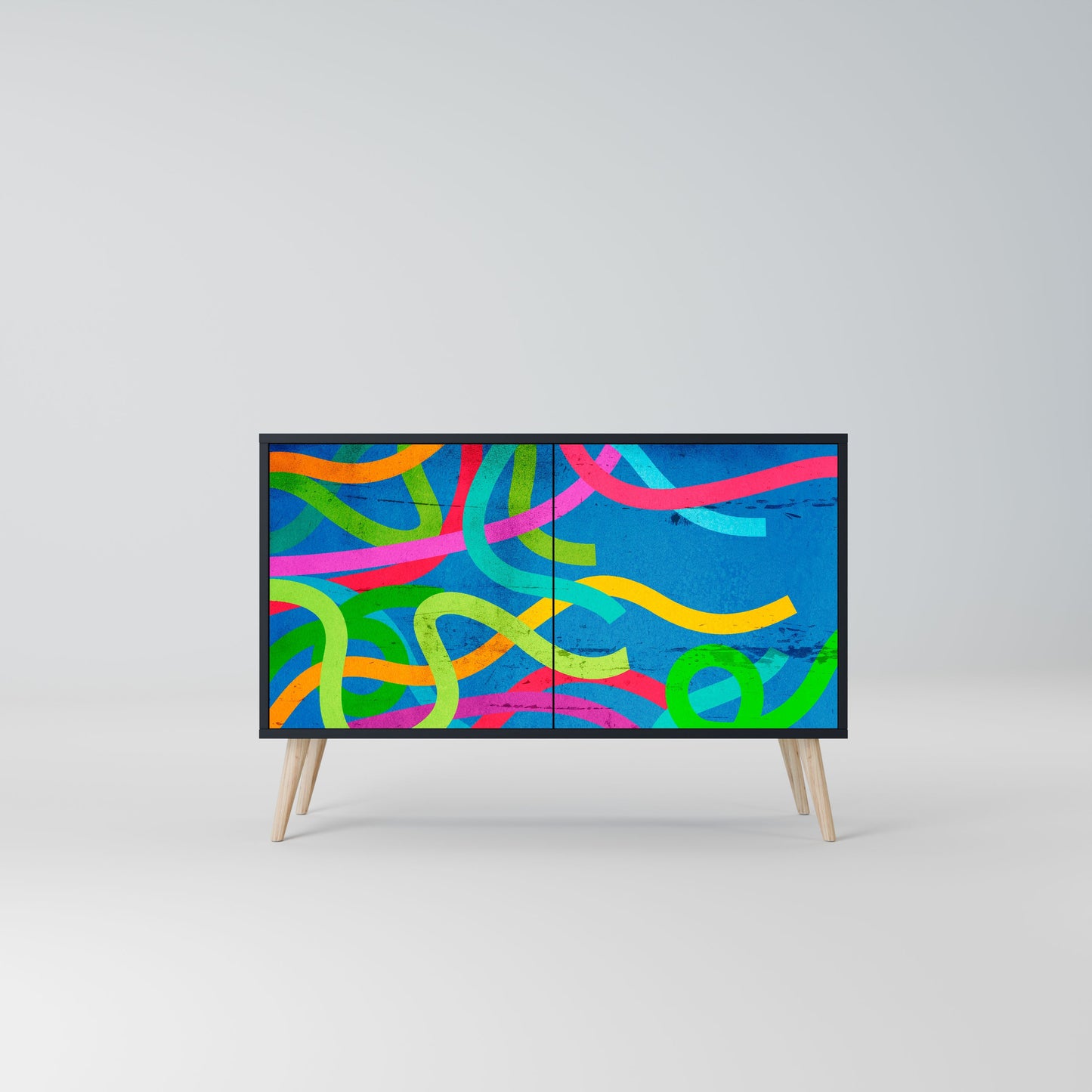 Credenza STREAMER TANGLE a 2 ante in finitura nera