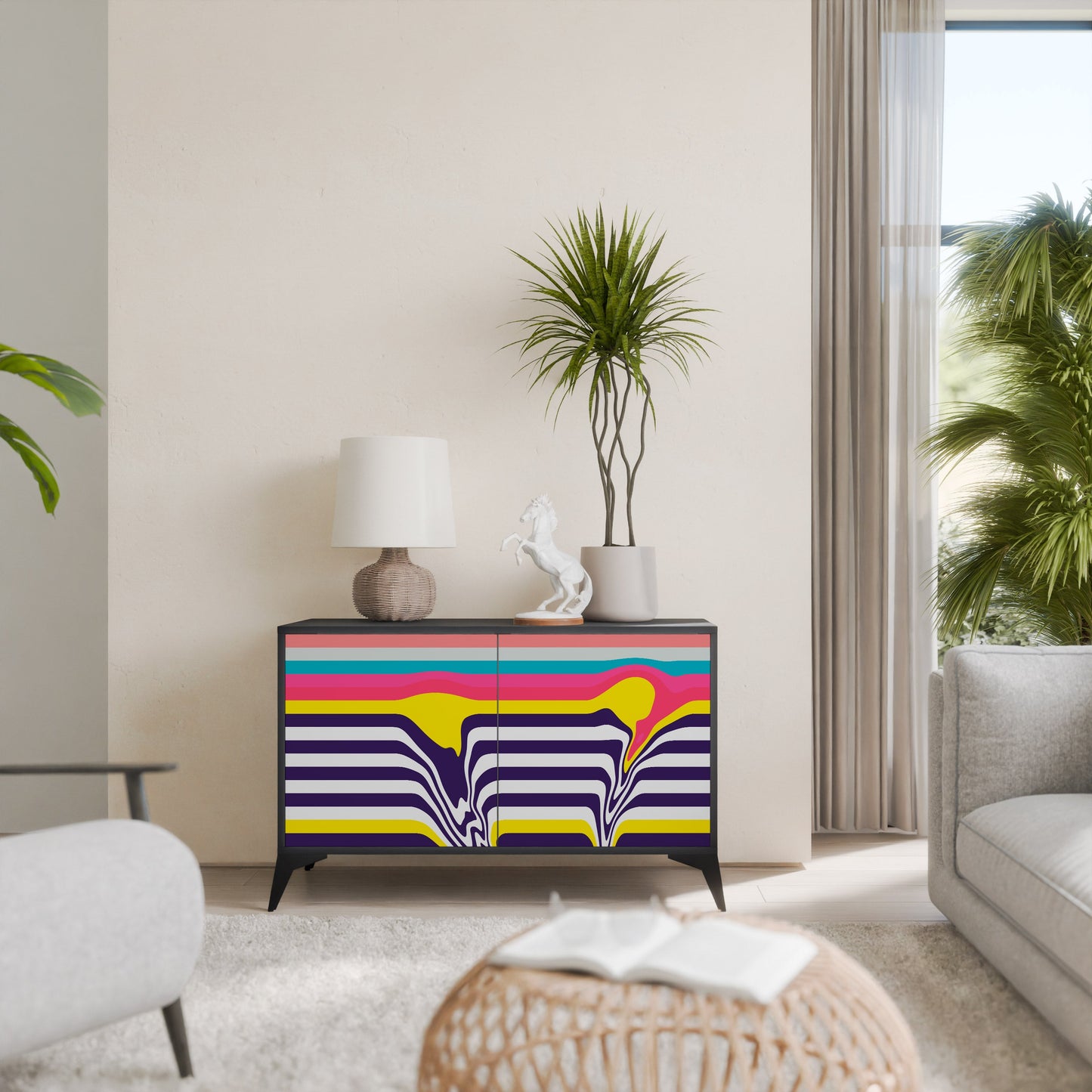 Credenza a 2 ante TONE COLLAPSE in finitura nera