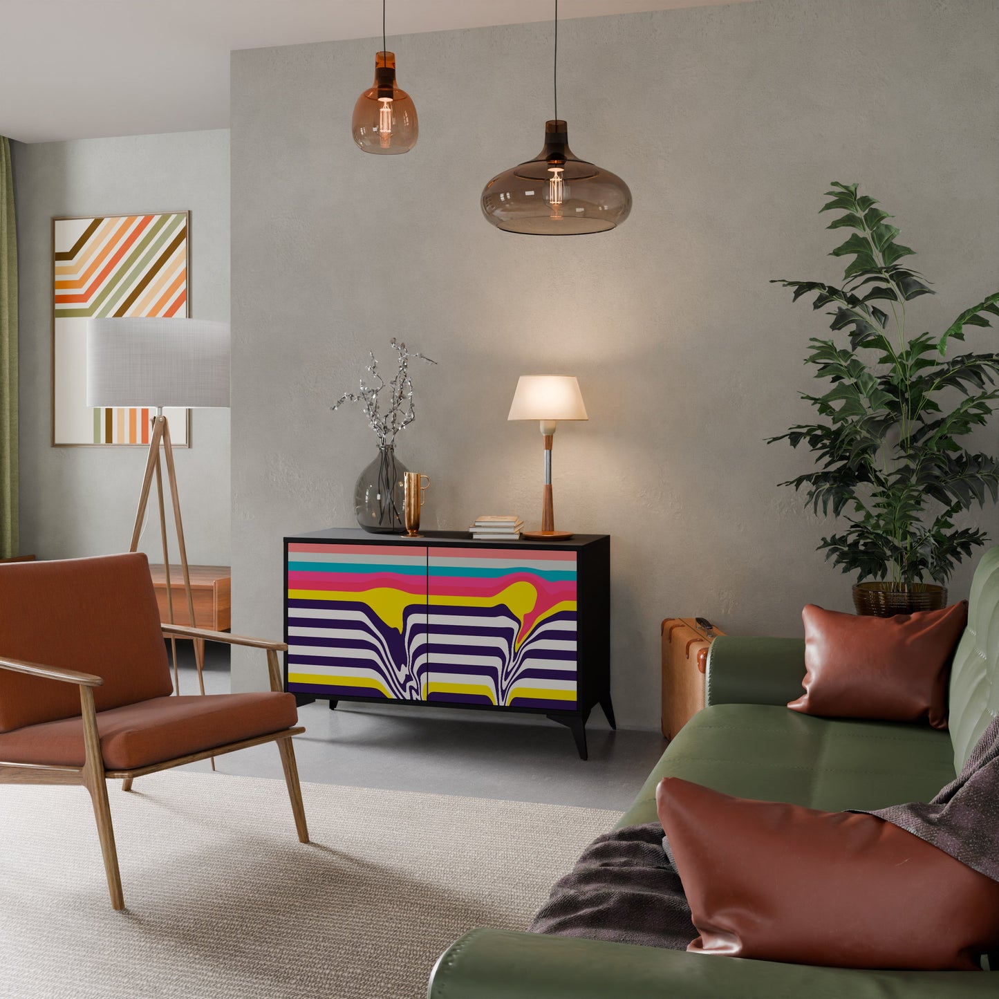 Credenza a 2 ante TONE COLLAPSE in finitura nera