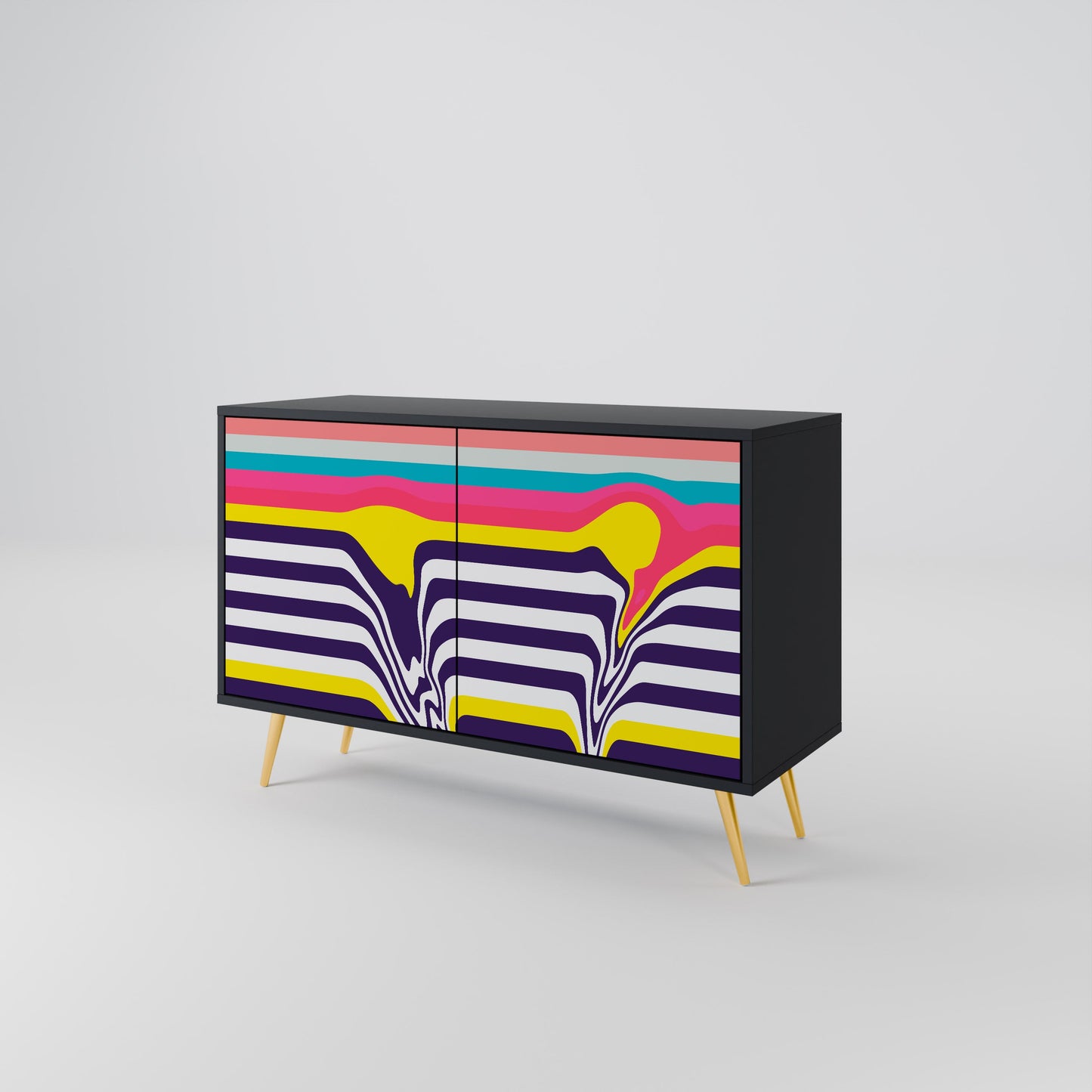 Credenza a 2 ante TONE COLLAPSE in finitura nera