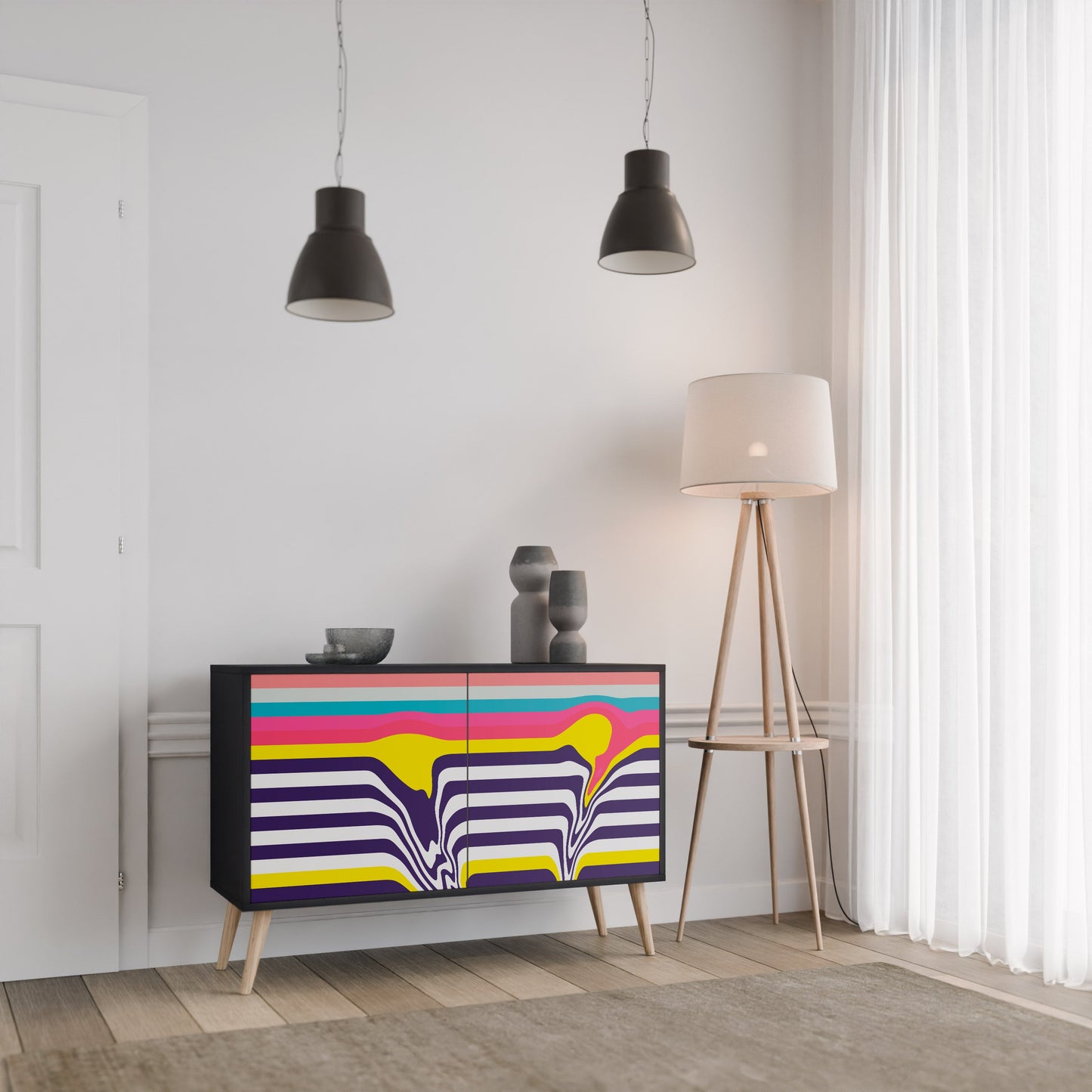 Credenza a 2 ante TONE COLLAPSE in finitura nera