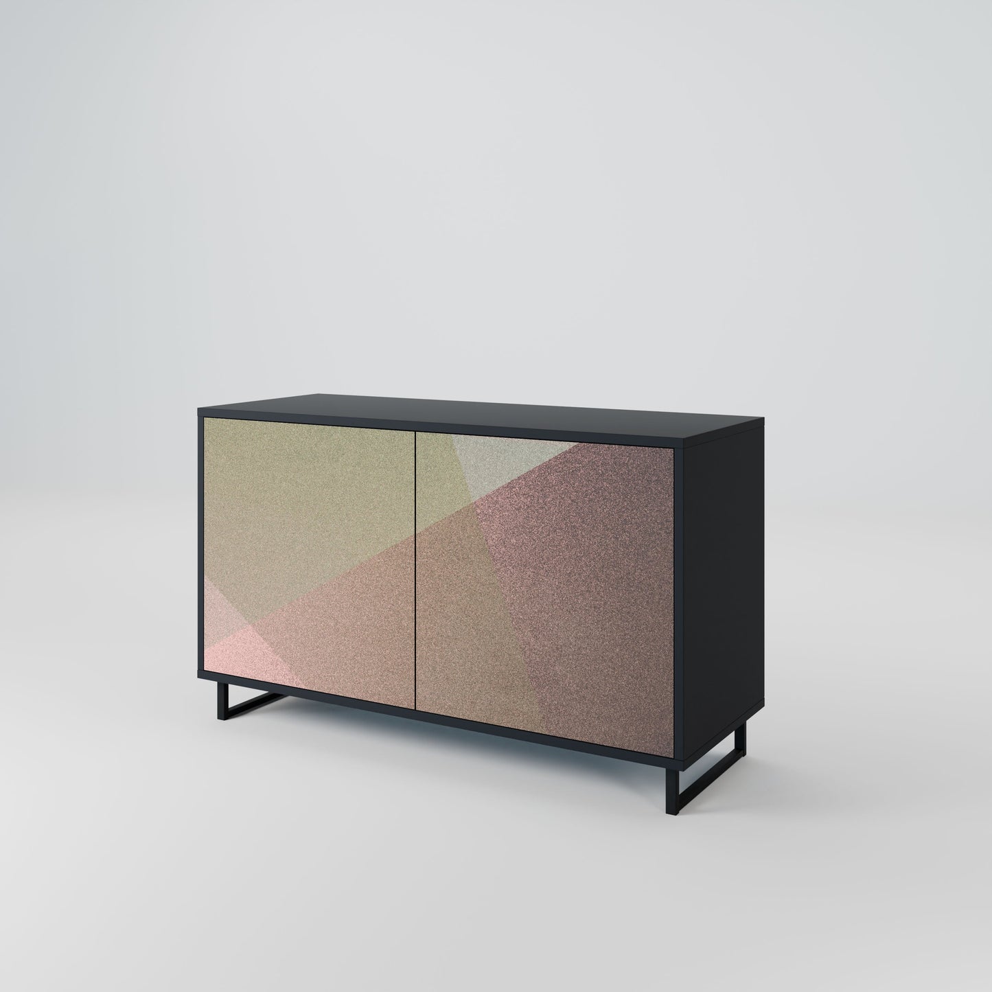 Credenza a 2 ante BEIGE GEOMETRY in finitura nera