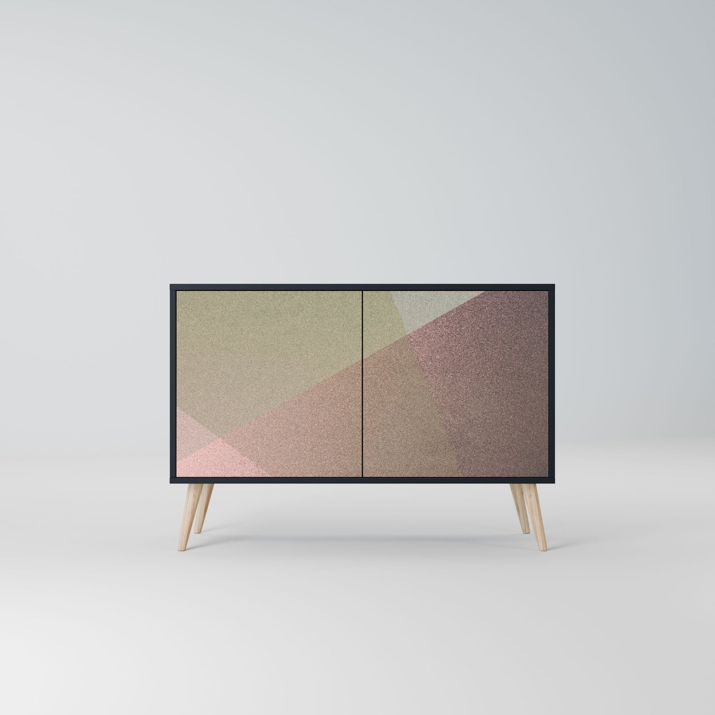 Credenza a 2 ante BEIGE GEOMETRY in finitura nera