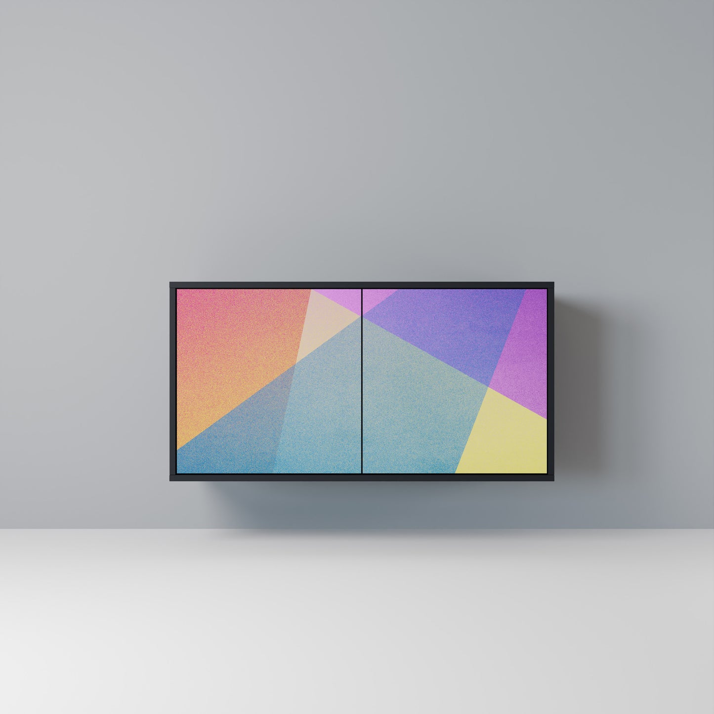 BRIGHT GEOMETRY Madia a 2 Ante in Finitura Nera