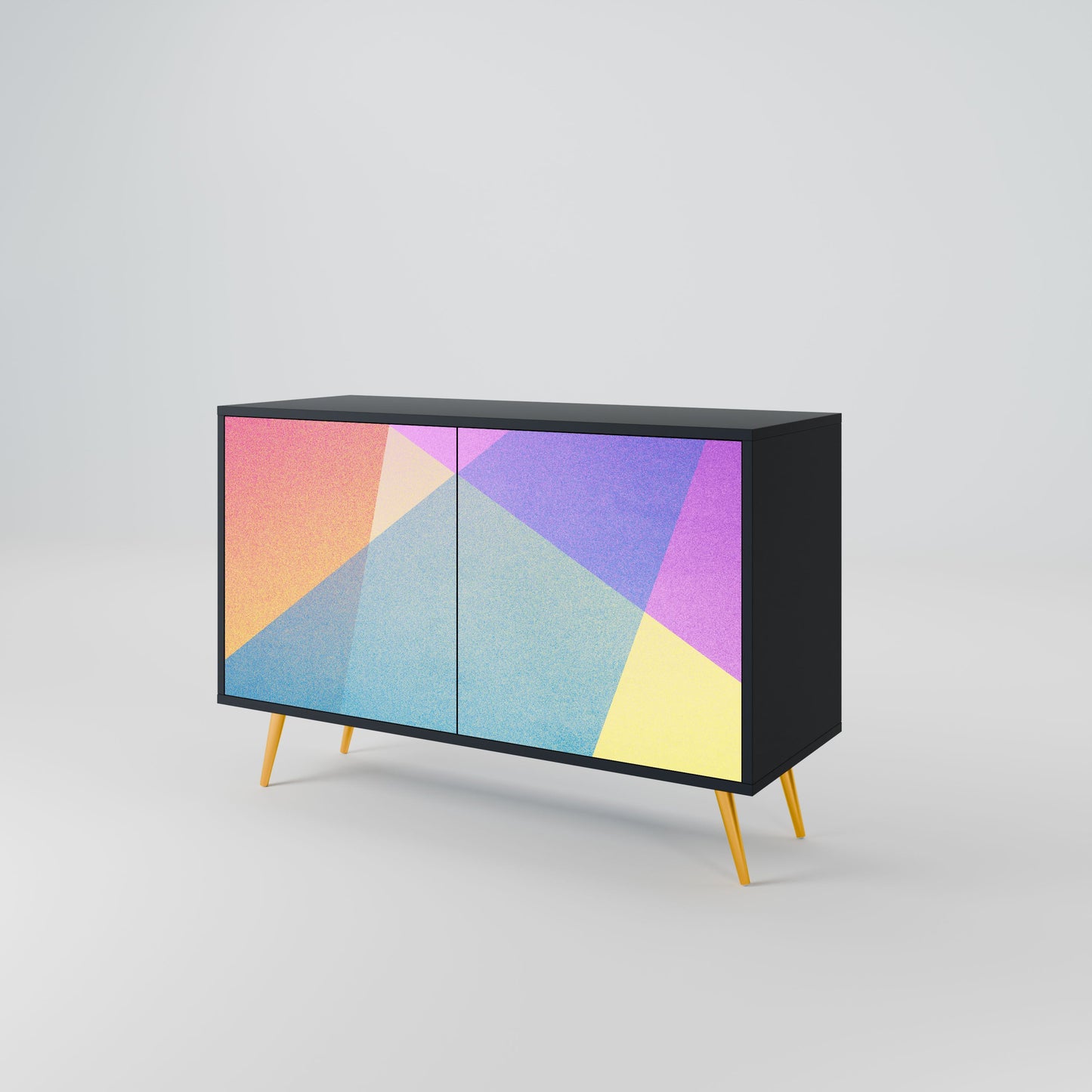 Credenza a 2 ante BRIGHT GEOMETRY in finitura nera