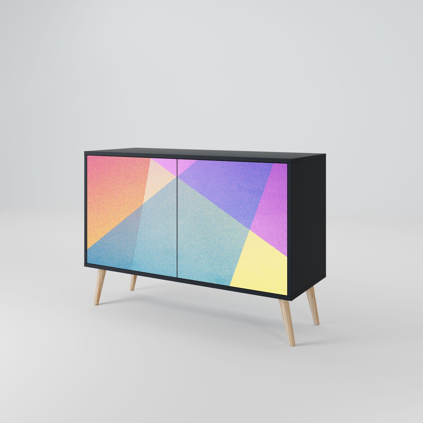 Credenza a 2 ante BRIGHT GEOMETRY in finitura nera