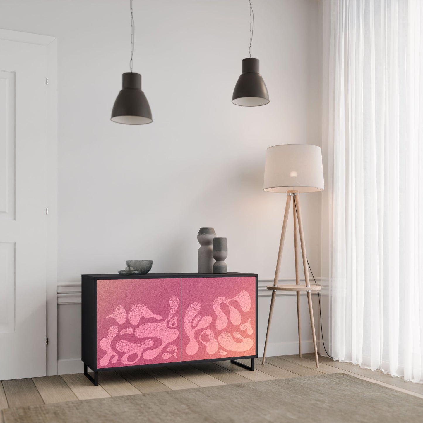Credenza IRREGULAR PINK a 2 ante in finitura nera