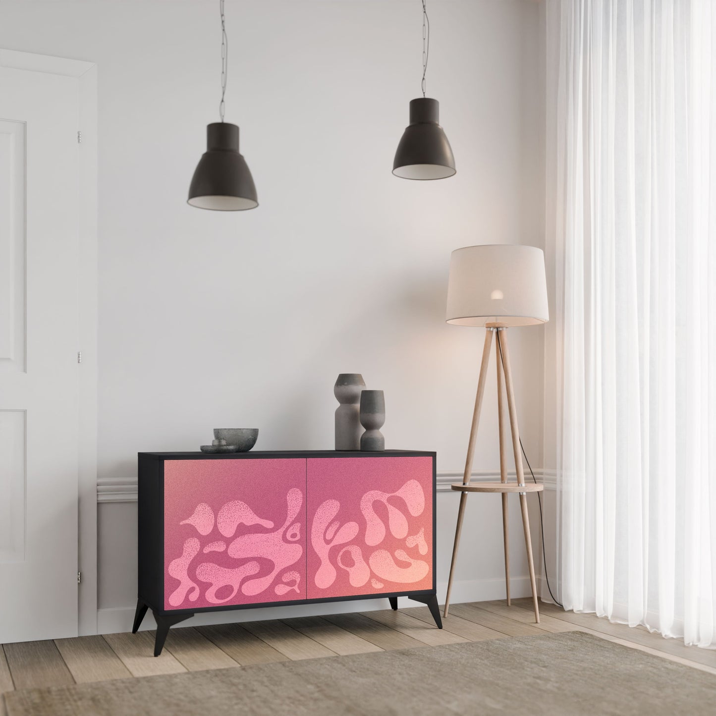 Credenza IRREGULAR PINK a 2 ante in finitura nera