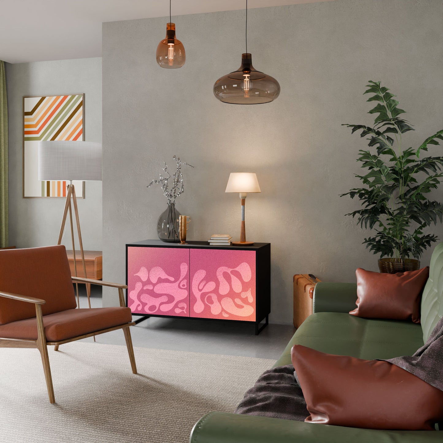Credenza IRREGULAR PINK a 2 ante in finitura nera