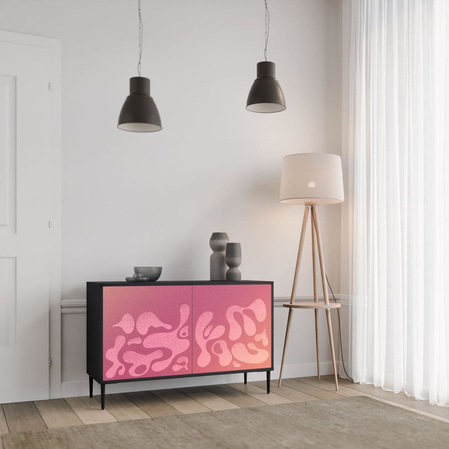 Credenza IRREGULAR PINK a 2 ante in finitura nera