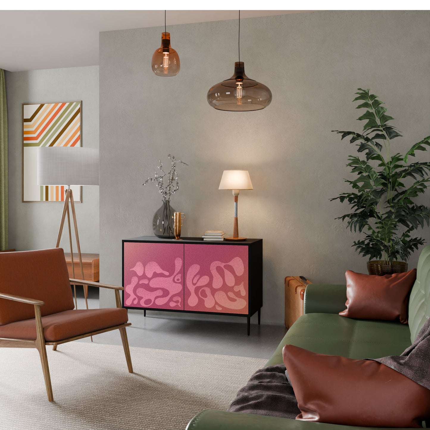 Credenza IRREGULAR PINK a 2 ante in finitura nera