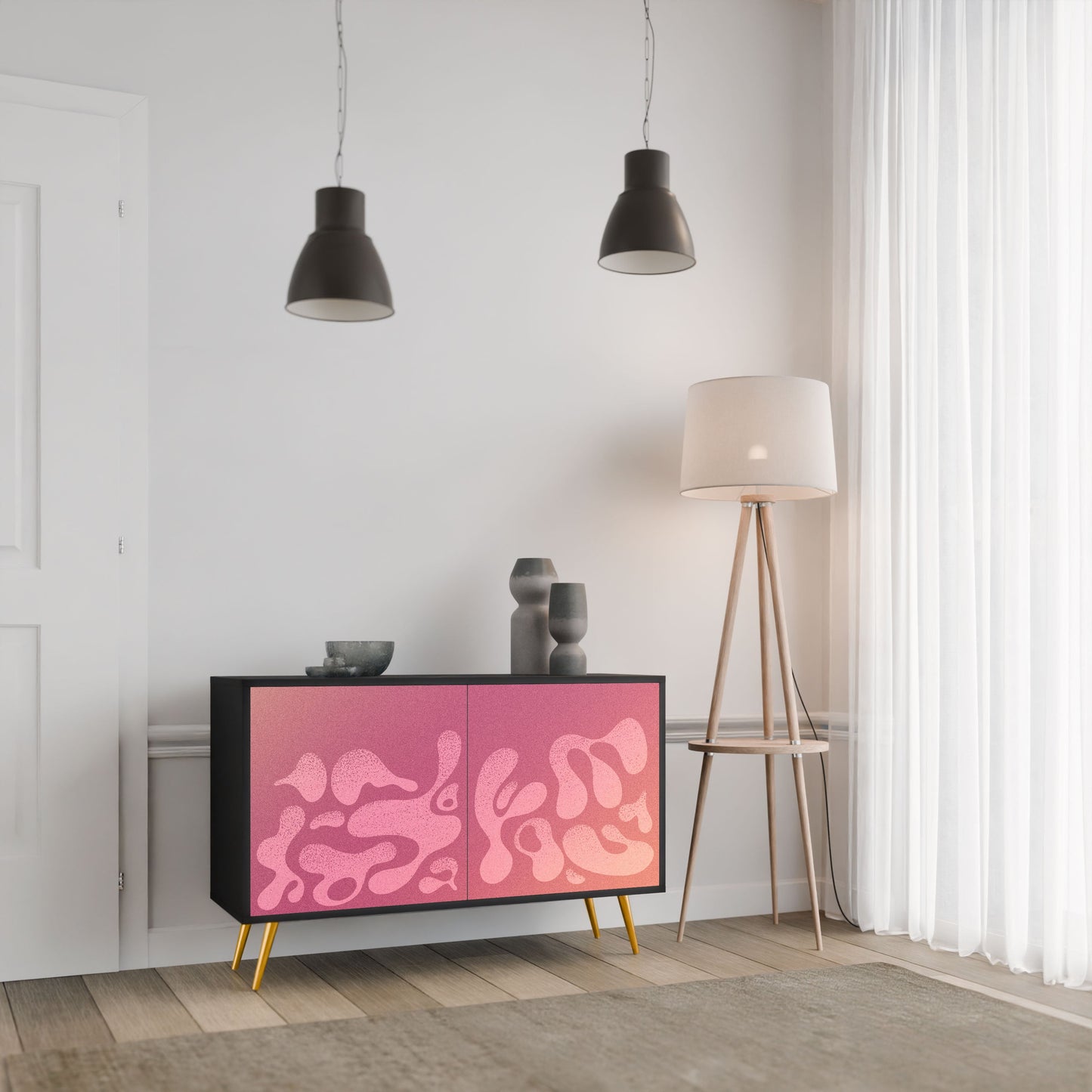 Credenza IRREGULAR PINK a 2 ante in finitura nera
