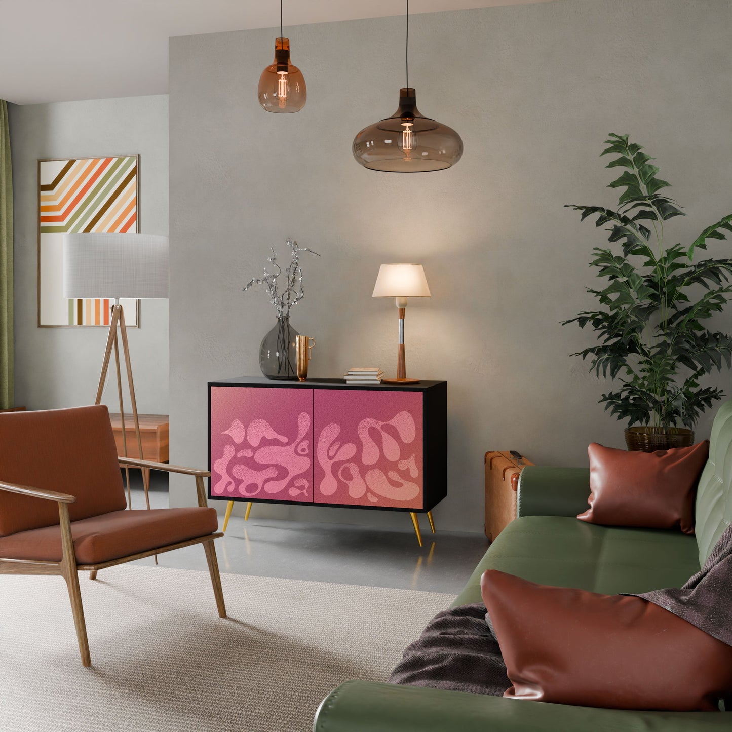Credenza IRREGULAR PINK a 2 ante in finitura nera