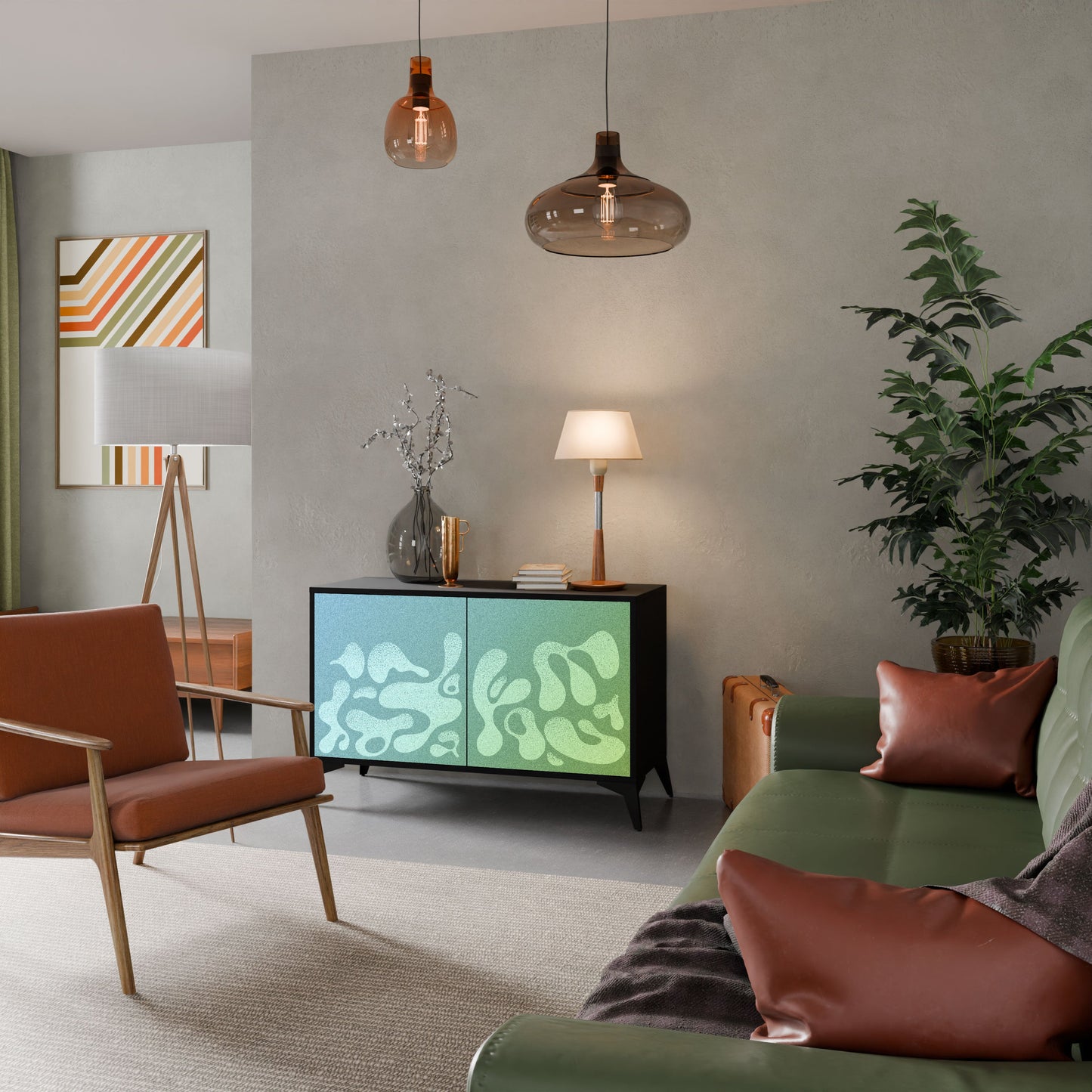 Credenza IRREGULAR BLUE a 2 ante in finitura nera