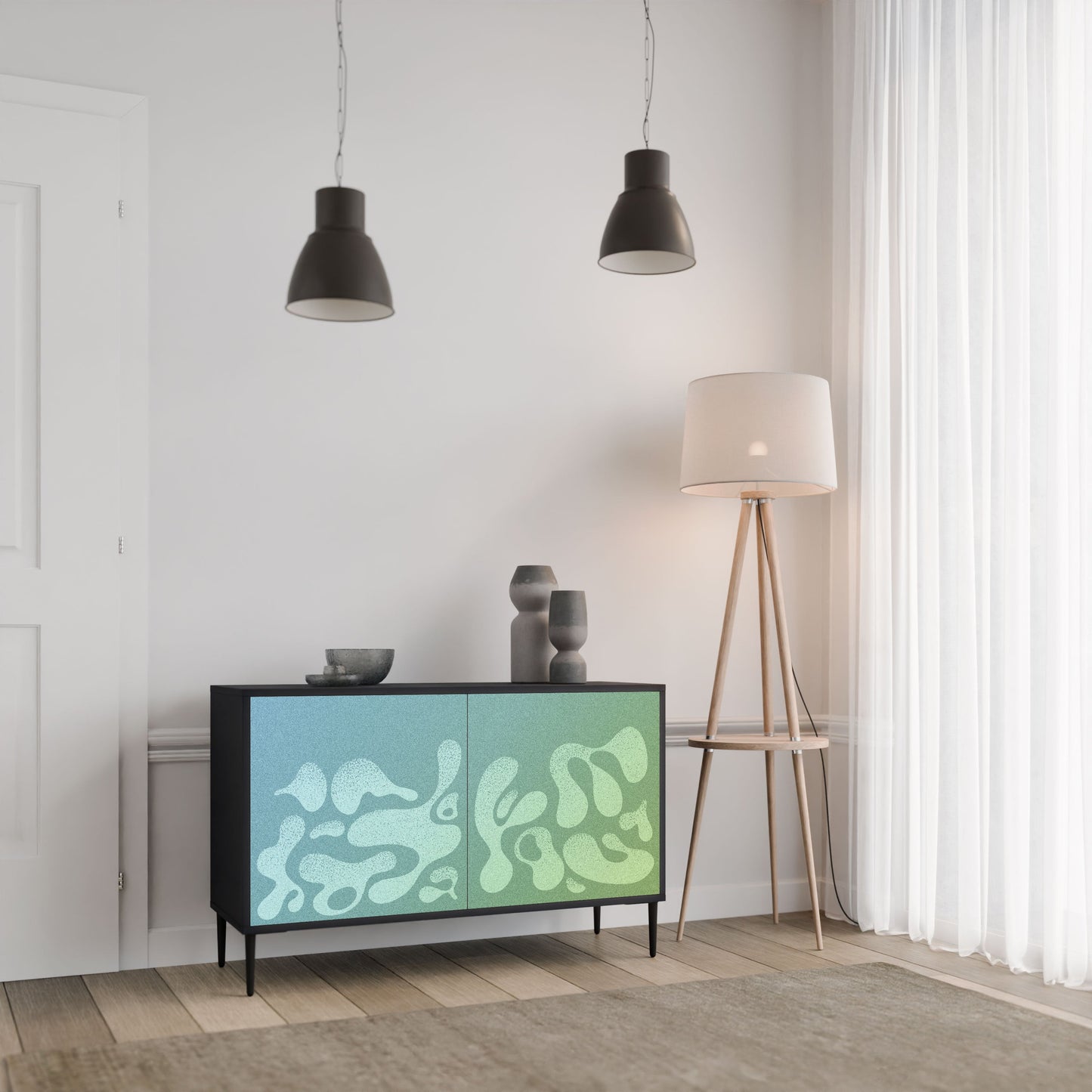 Credenza IRREGULAR BLUE a 2 ante in finitura nera
