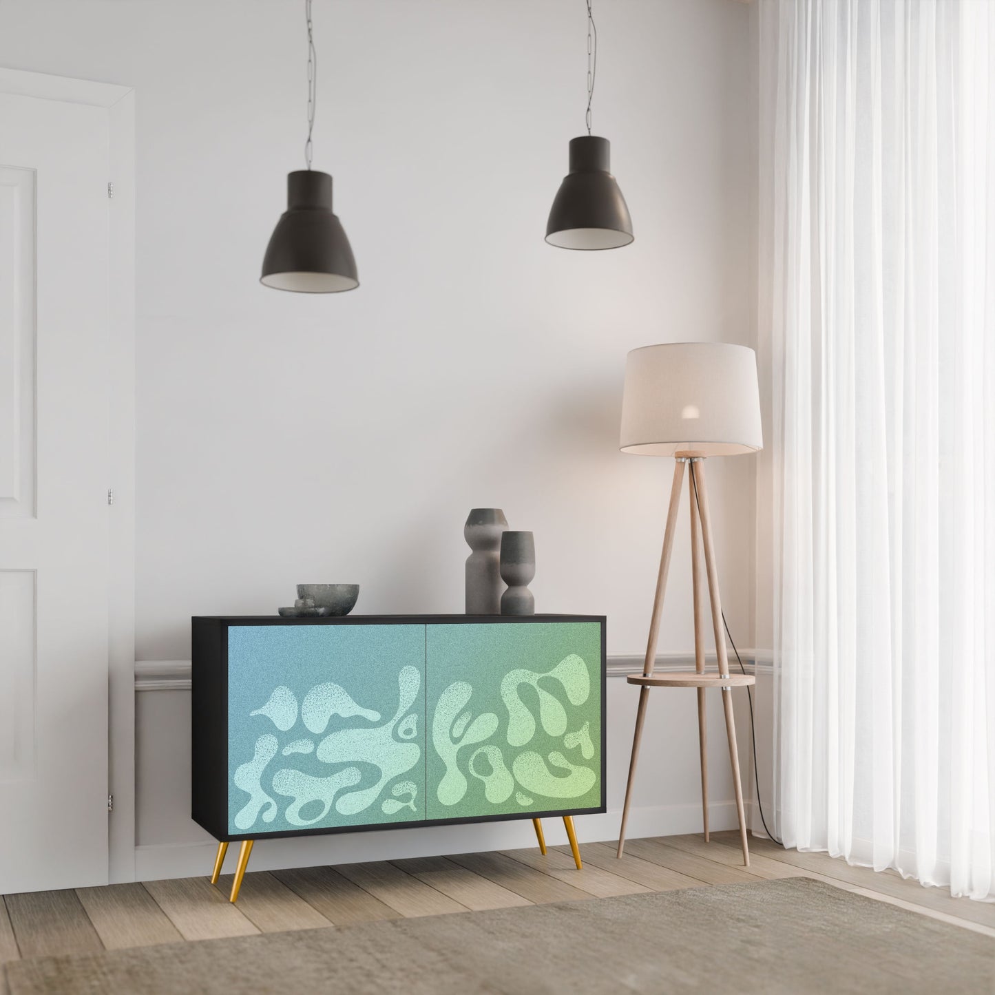 Credenza IRREGULAR BLUE a 2 ante in finitura nera
