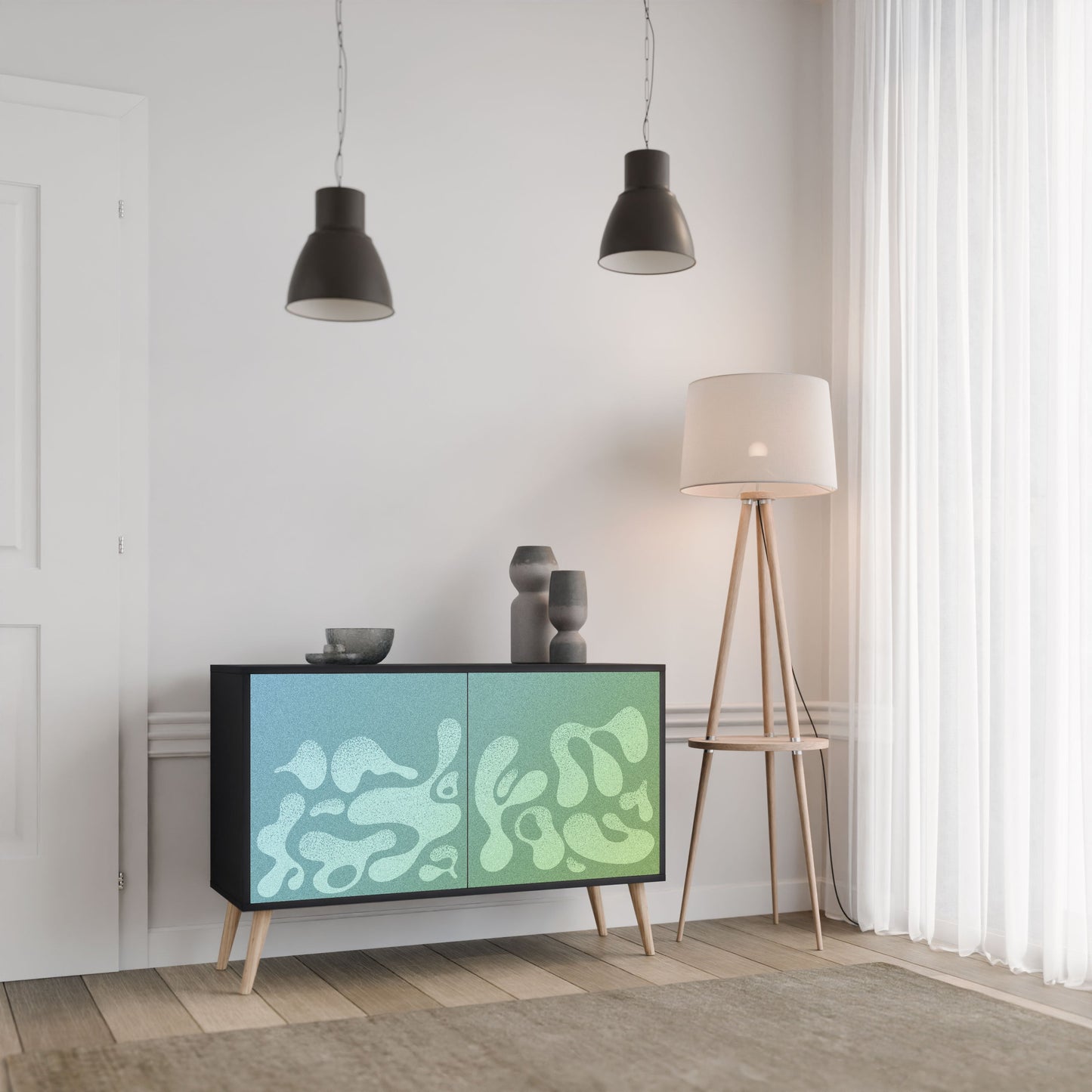 Credenza IRREGULAR BLUE a 2 ante in finitura nera