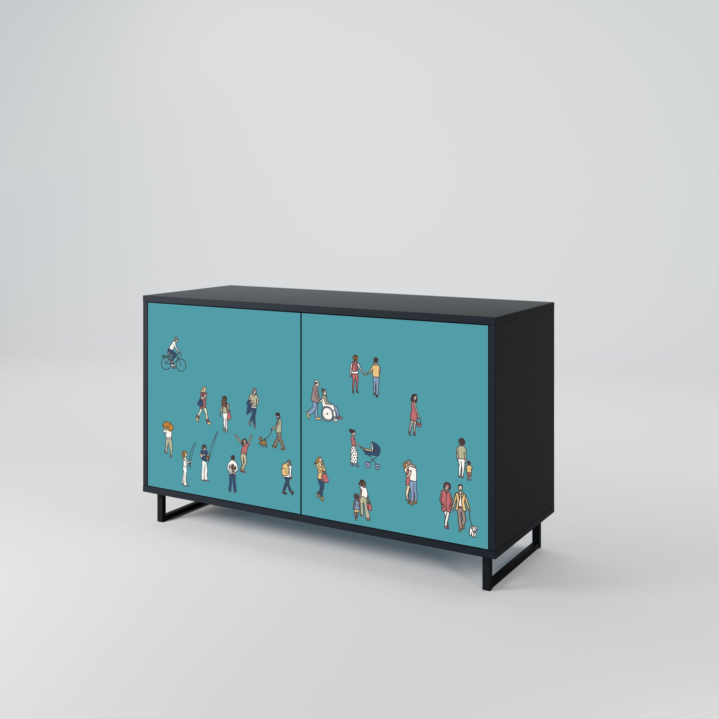 Credenza COLLECTIVE STREAM a 2 ante in finitura nera