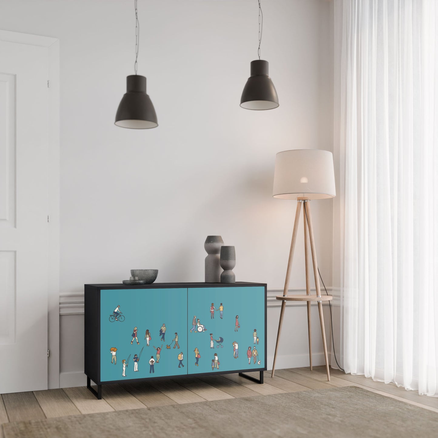 Credenza COLLECTIVE STREAM a 2 ante in finitura nera