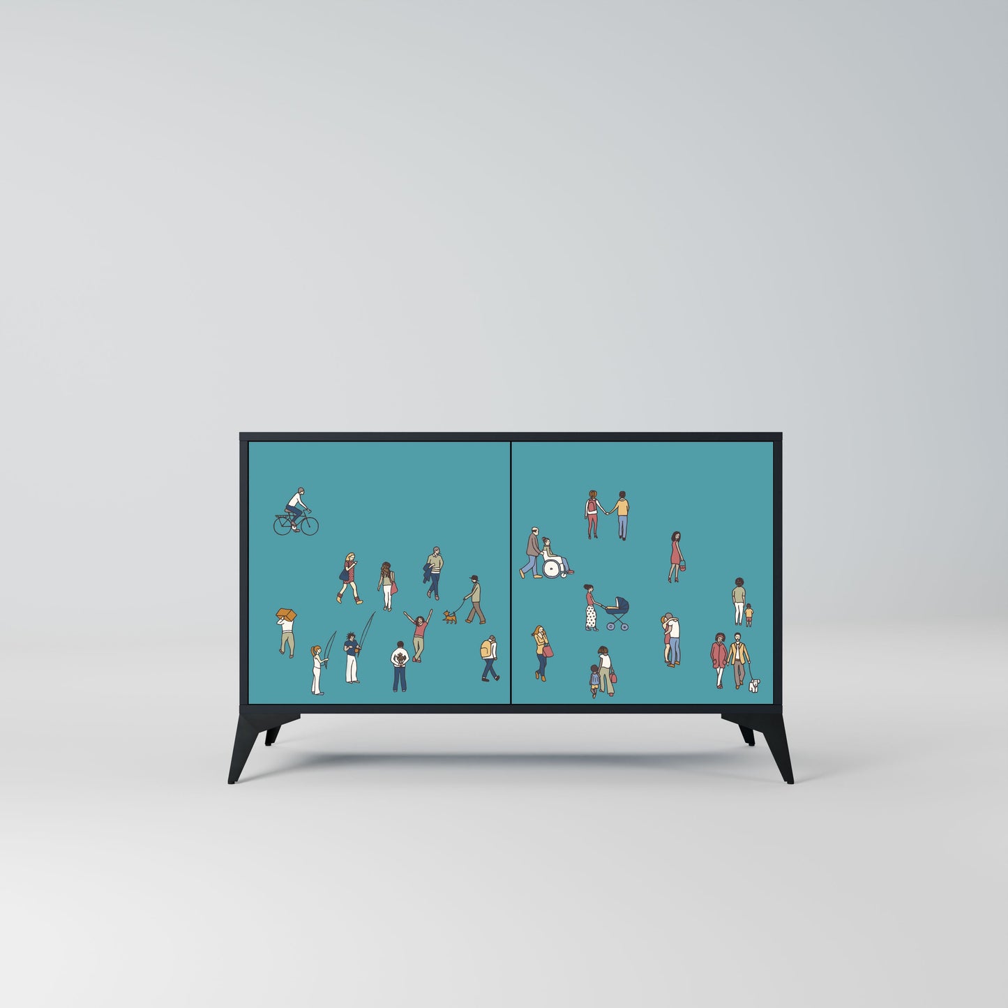 Credenza COLLECTIVE STREAM a 2 ante in finitura nera