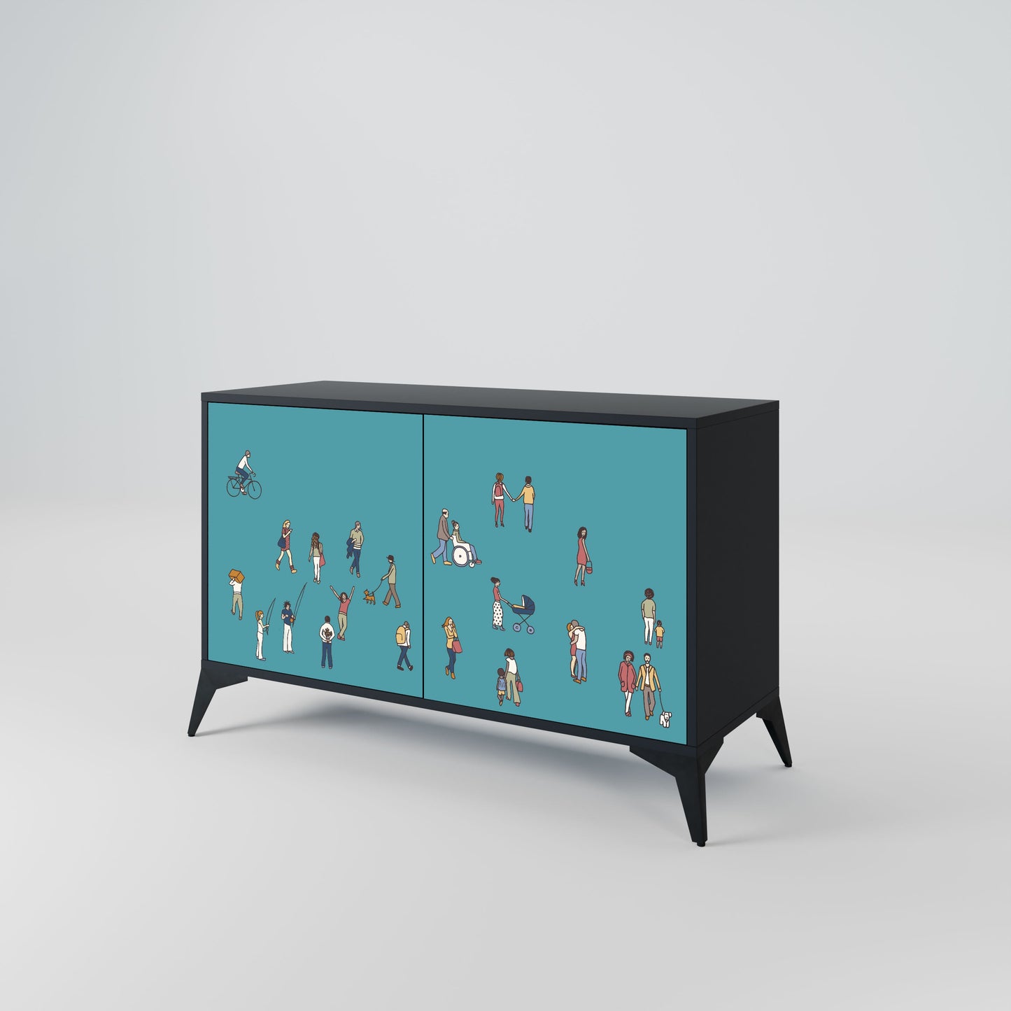 Credenza COLLECTIVE STREAM a 2 ante in finitura nera