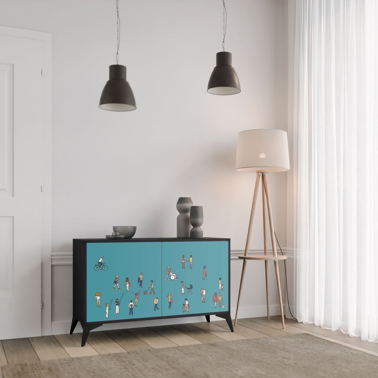 Credenza COLLECTIVE STREAM a 2 ante in finitura nera