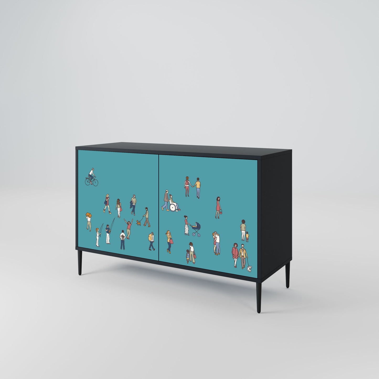 Credenza COLLECTIVE STREAM a 2 ante in finitura nera