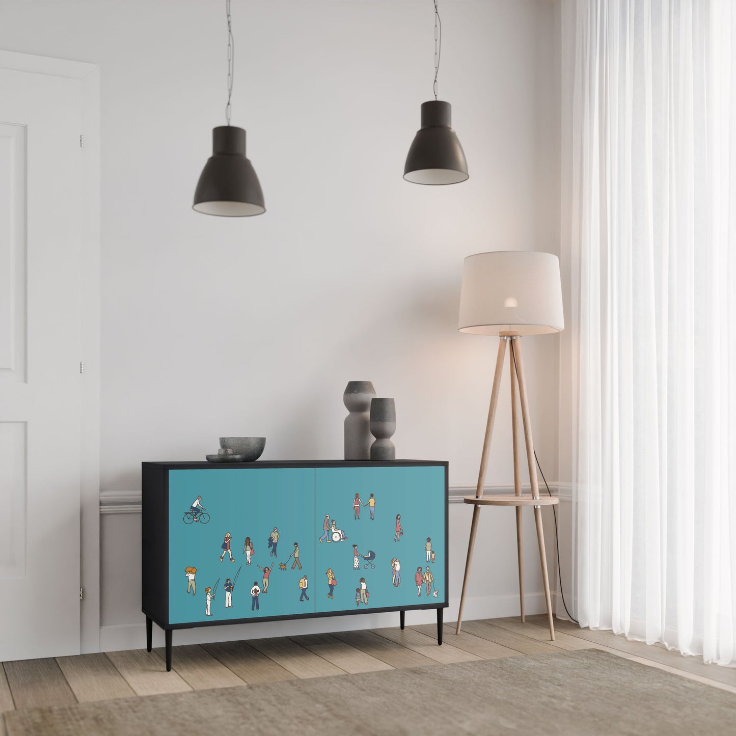Credenza COLLECTIVE STREAM a 2 ante in finitura nera