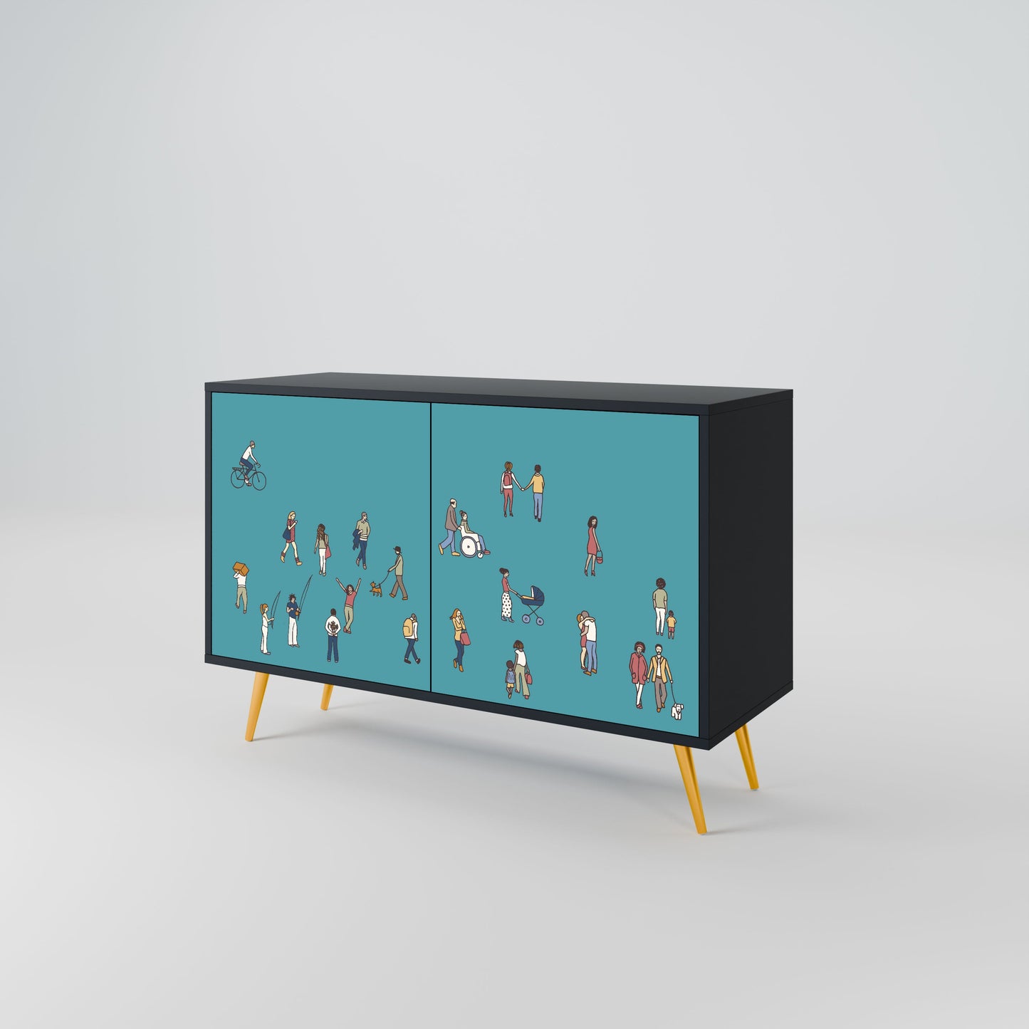 Credenza COLLECTIVE STREAM a 2 ante in finitura nera