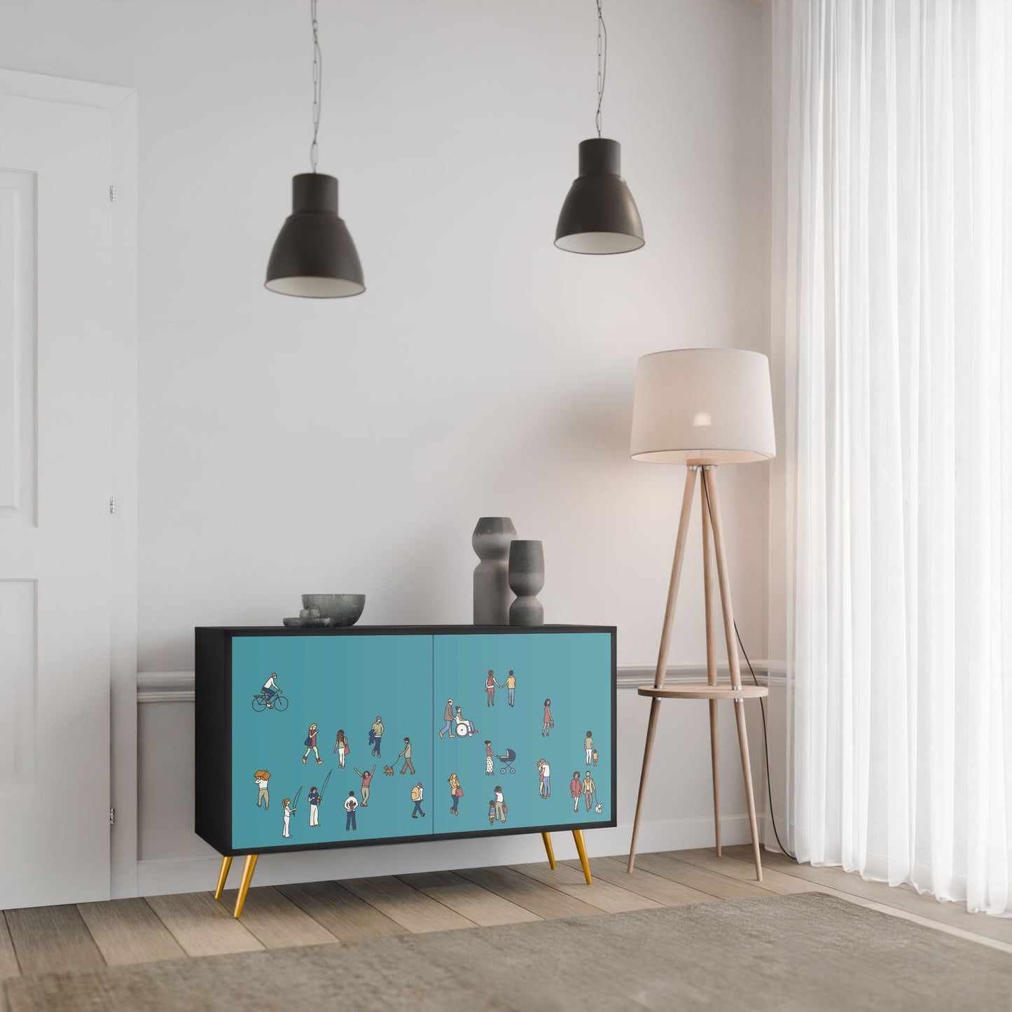 Credenza COLLECTIVE STREAM a 2 ante in finitura nera