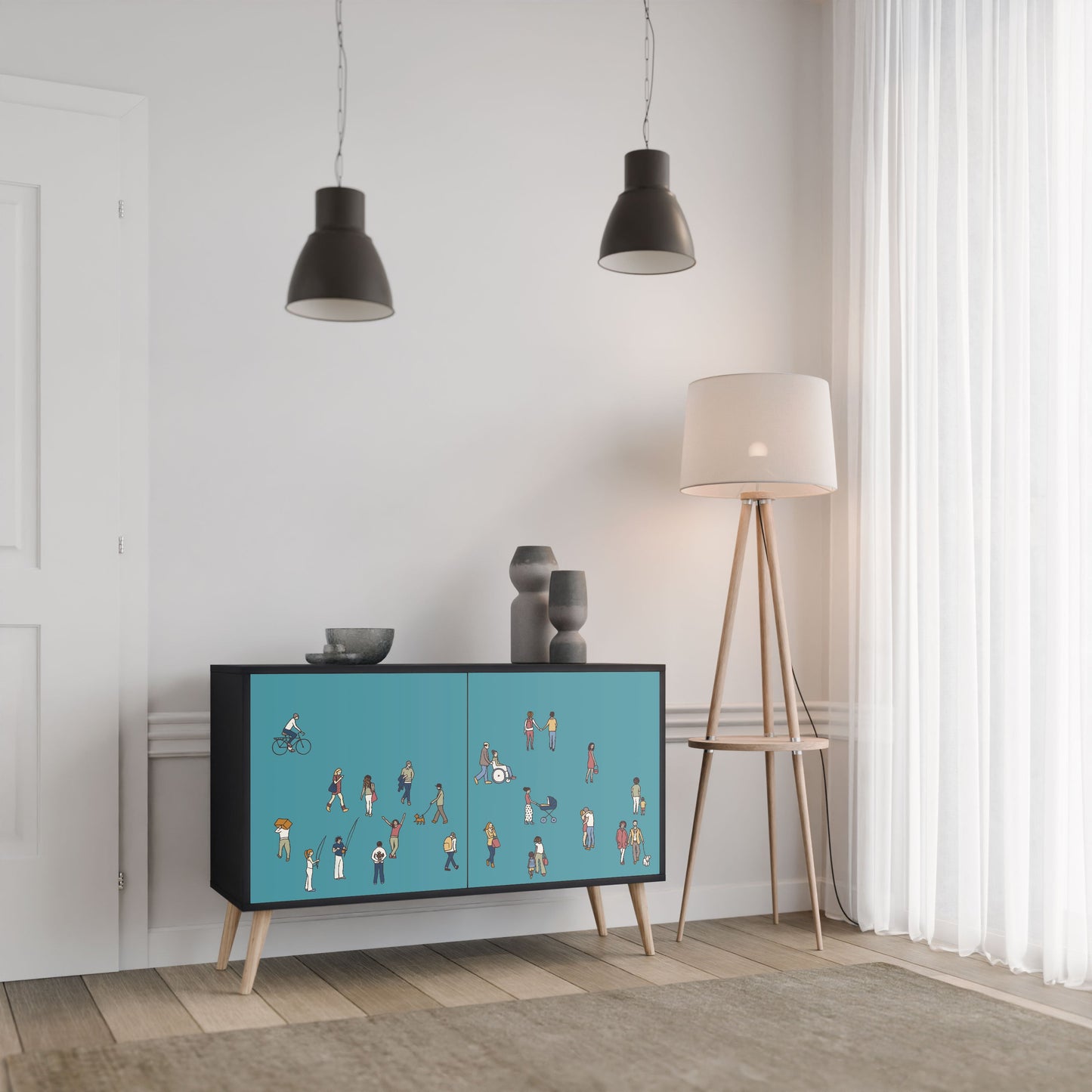 Credenza COLLECTIVE STREAM a 2 ante in finitura nera