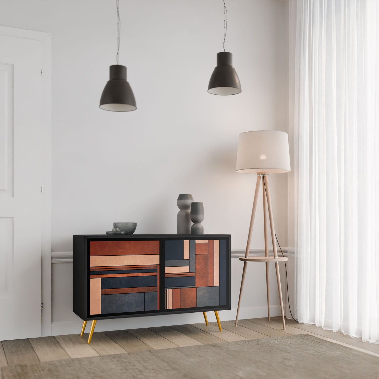 Credenza INTREPID FORMATION a 2 ante in finitura nera
