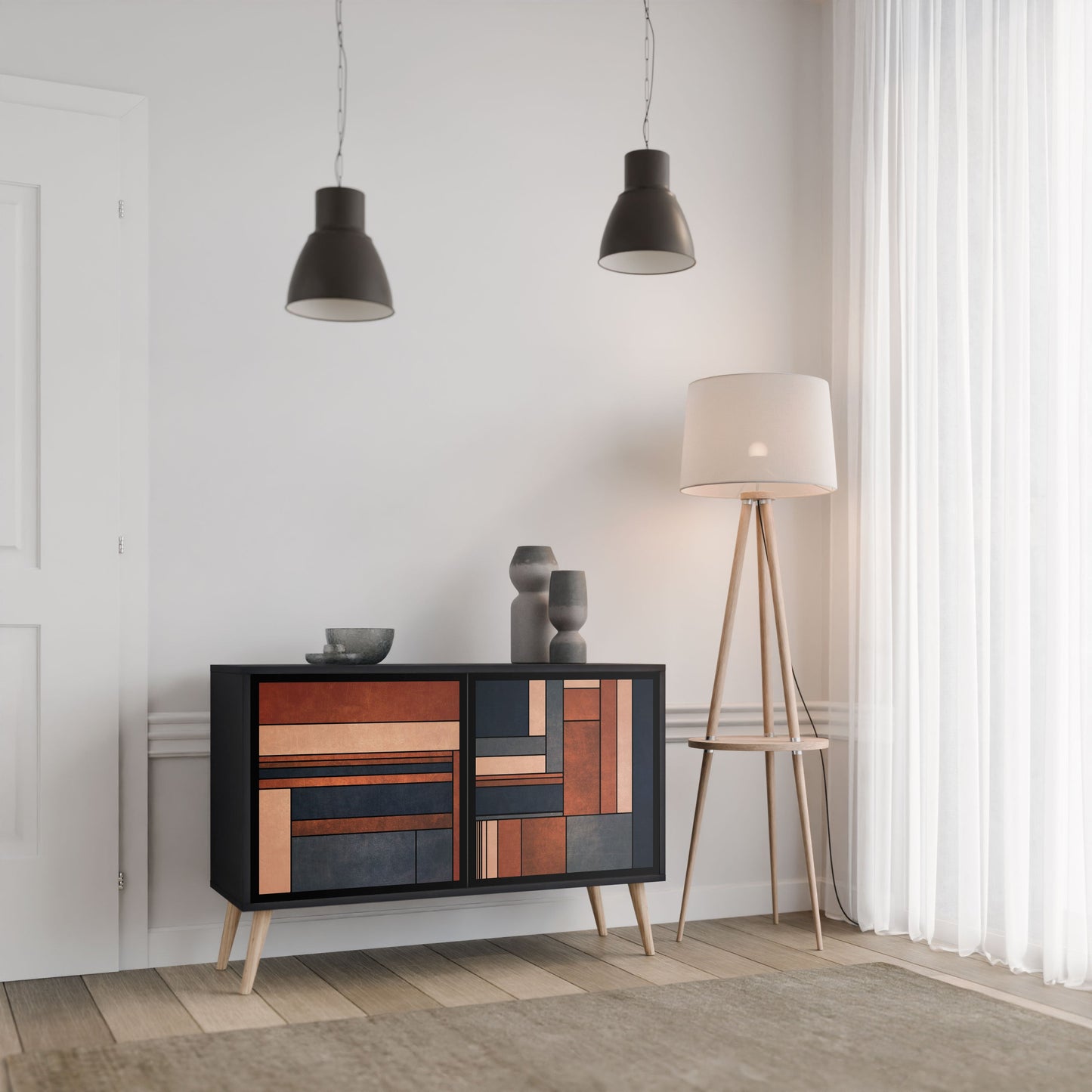 Credenza INTREPID FORMATION a 2 ante in finitura nera
