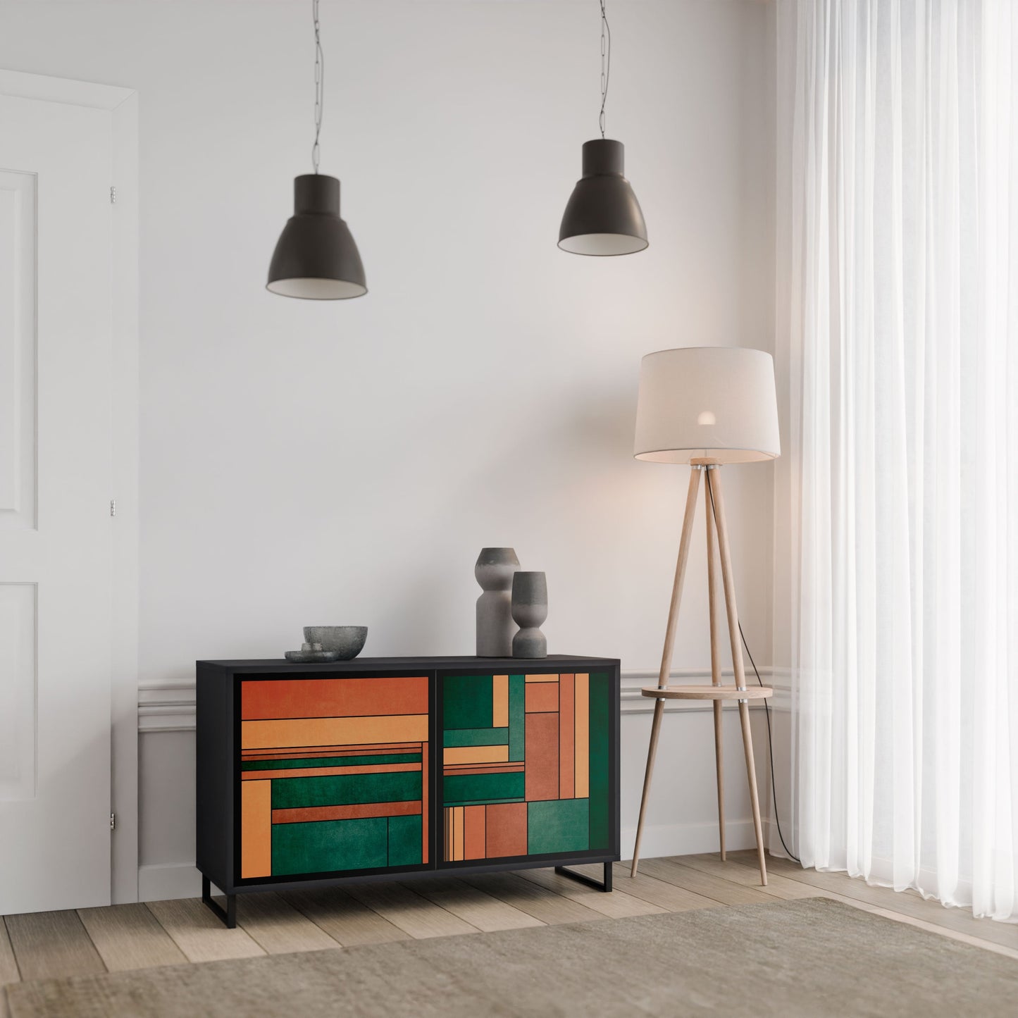 Credenza EARTHY FIGURES a 2 ante con finitura nera
