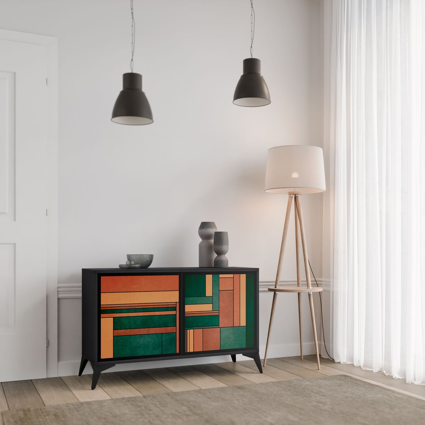 Credenza EARTHY FIGURES a 2 ante con finitura nera