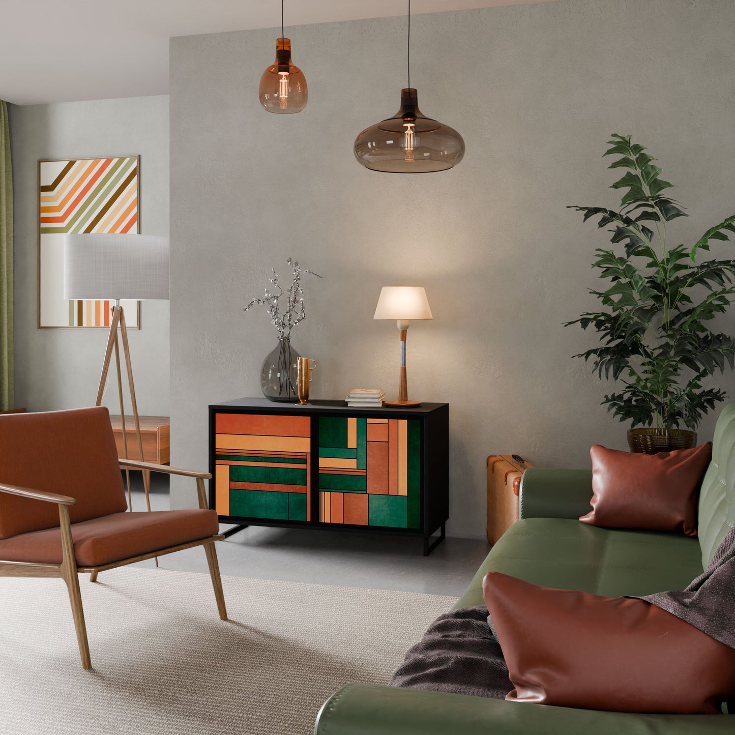 Credenza EARTHY FIGURES a 2 ante con finitura nera
