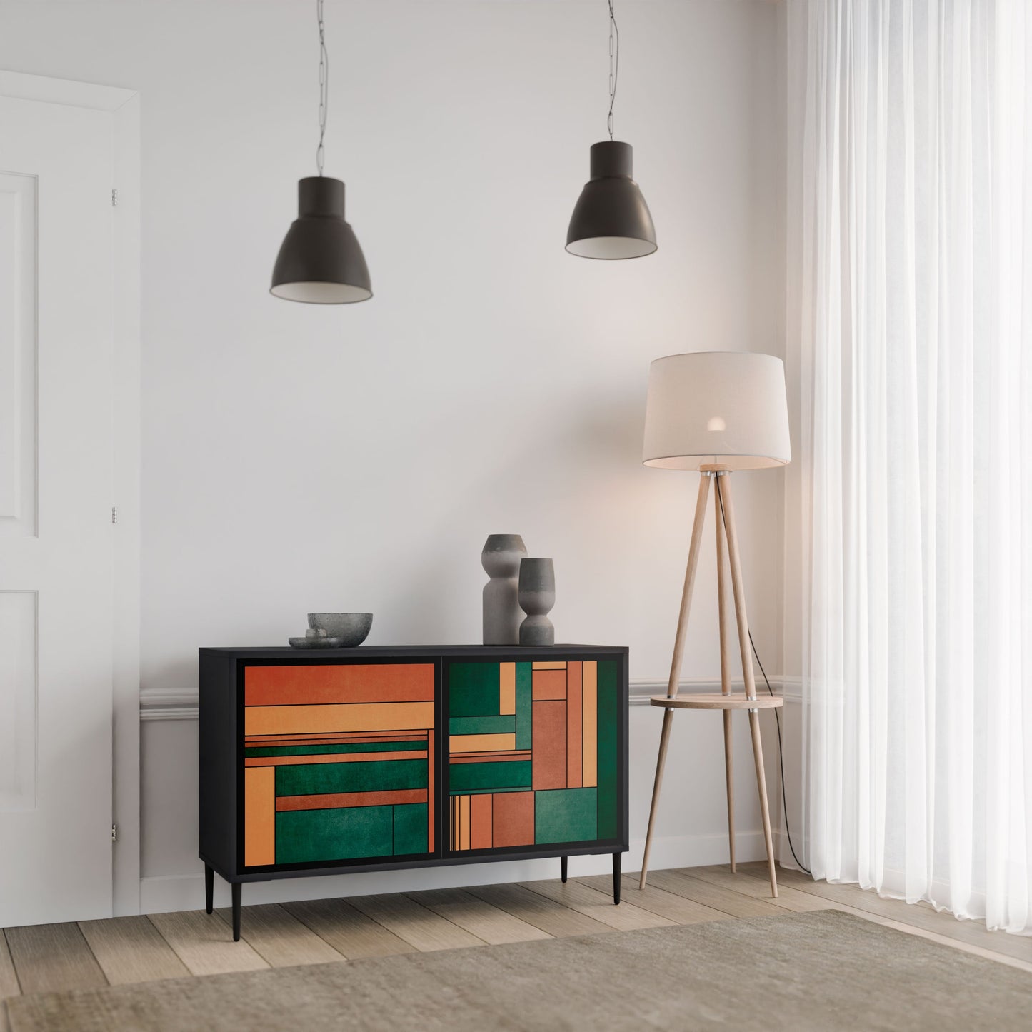 Credenza EARTHY FIGURES a 2 ante con finitura nera