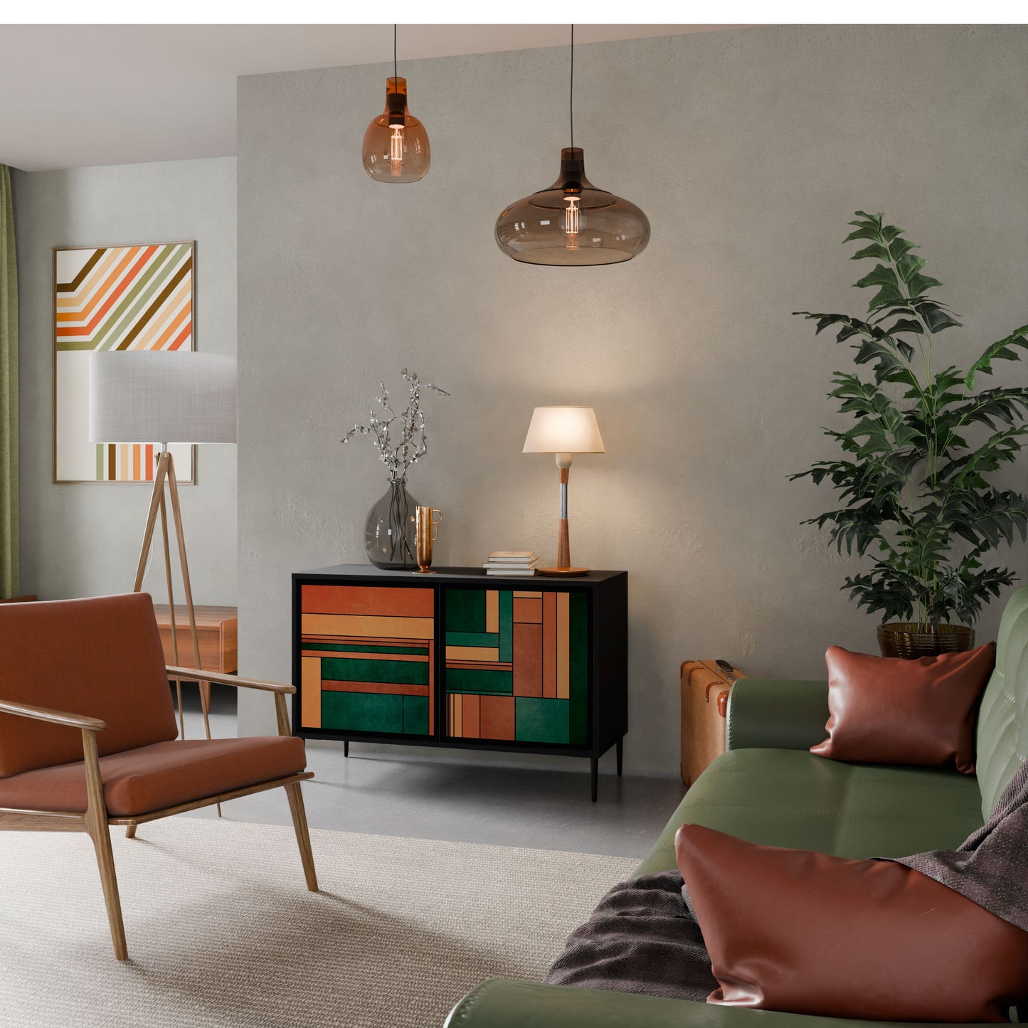 Credenza EARTHY FIGURES a 2 ante con finitura nera