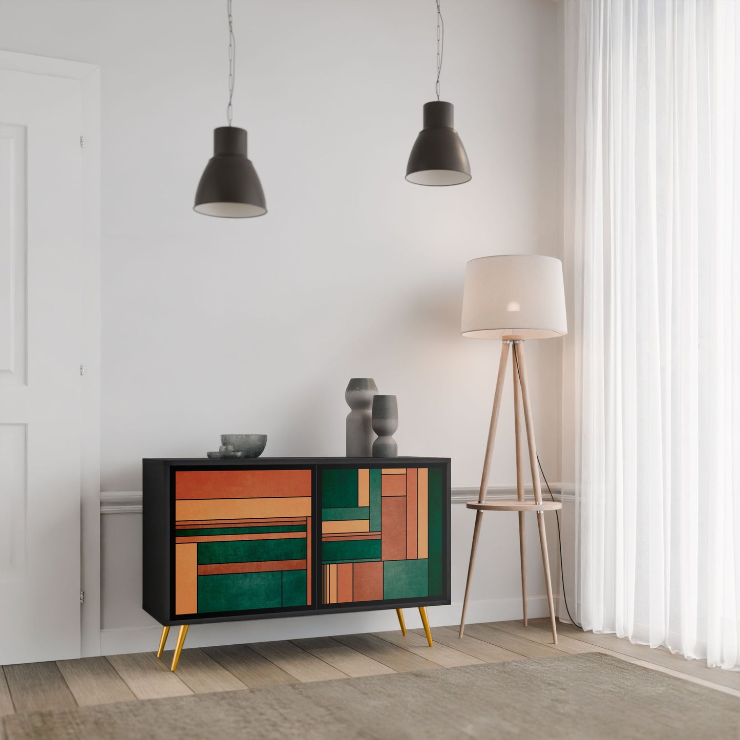 Credenza EARTHY FIGURES a 2 ante con finitura nera