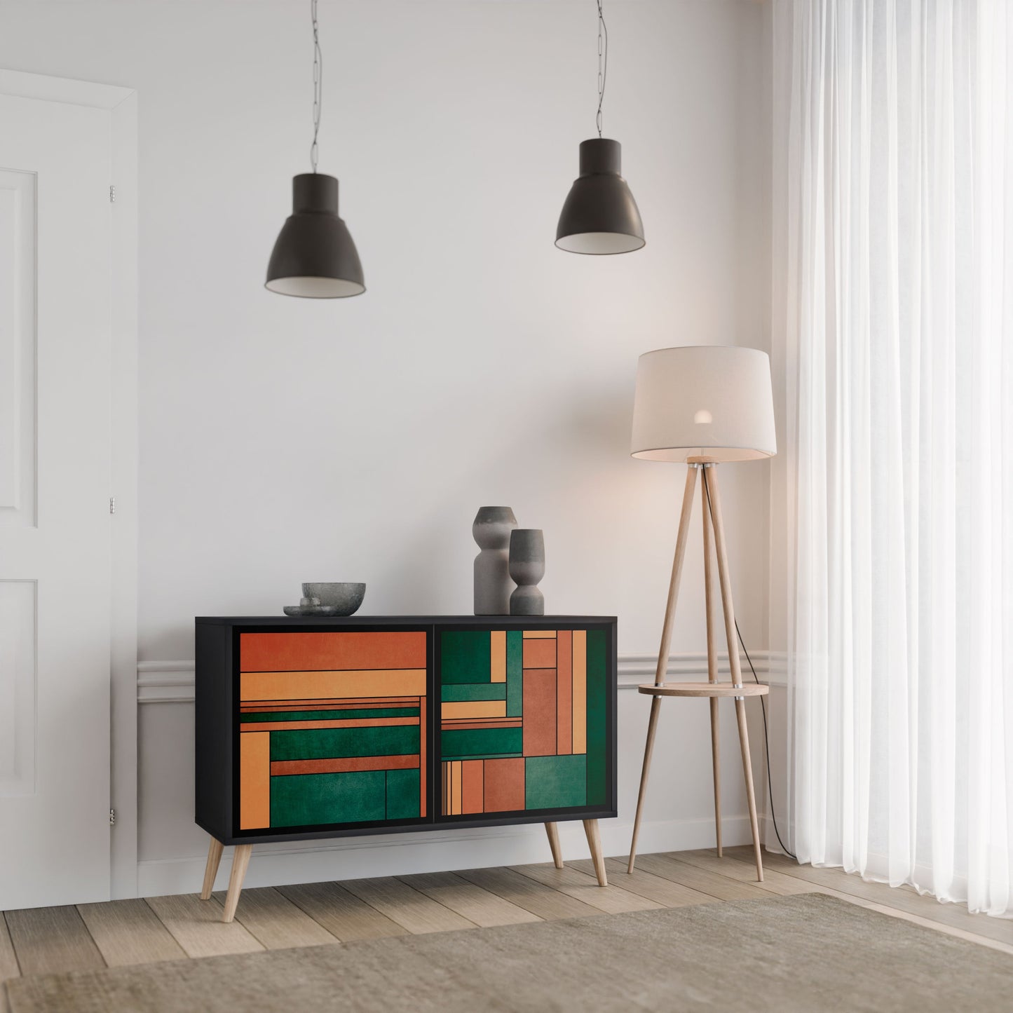 Credenza EARTHY FIGURES a 2 ante con finitura nera